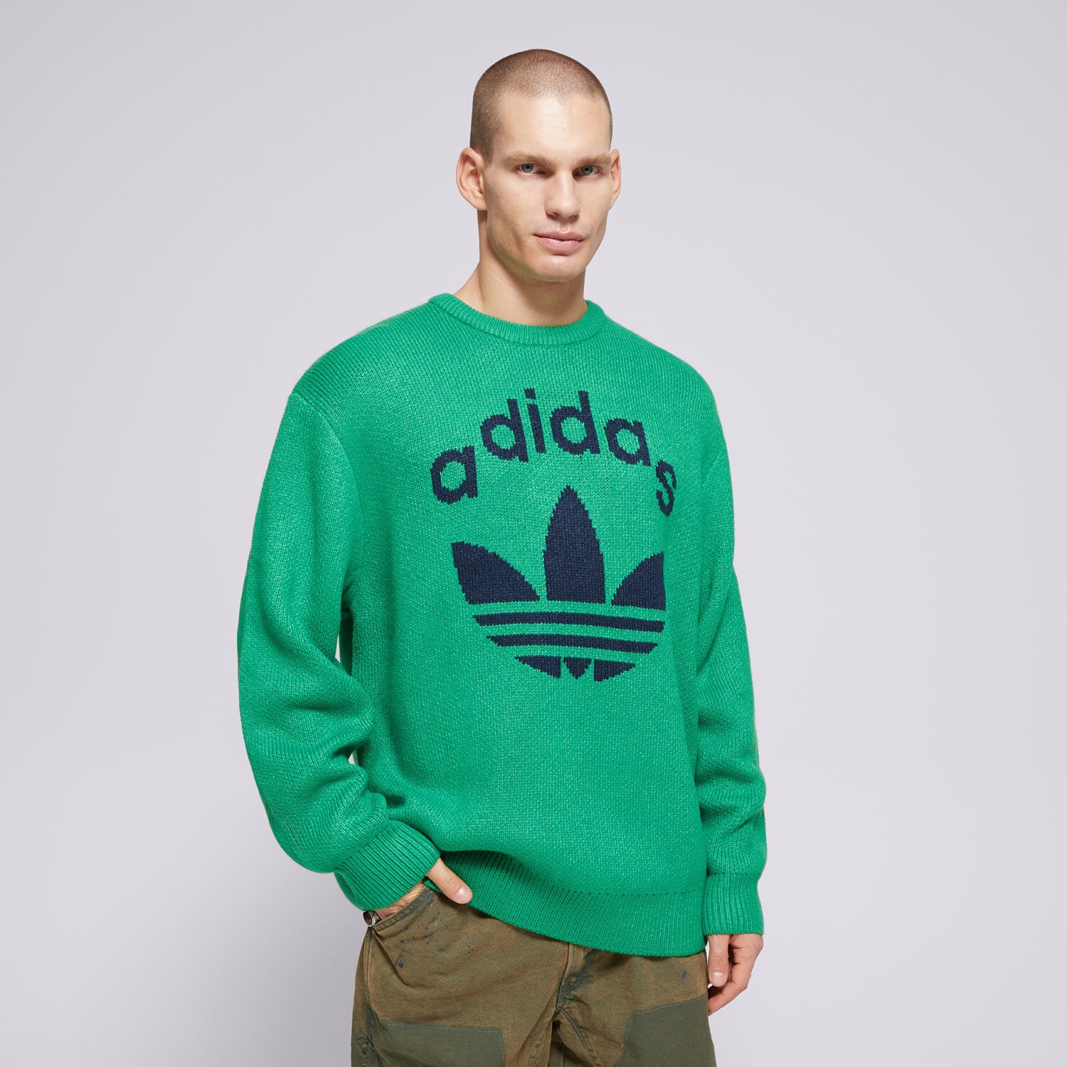 Bărbați bluză ADIDAS PULOVĂR KNIT CREWNECK JN5966 Verde