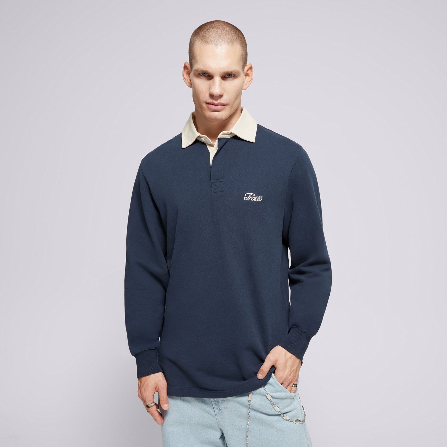 Bărbați tricou PROSTO POLO LONG DIMES NAVY