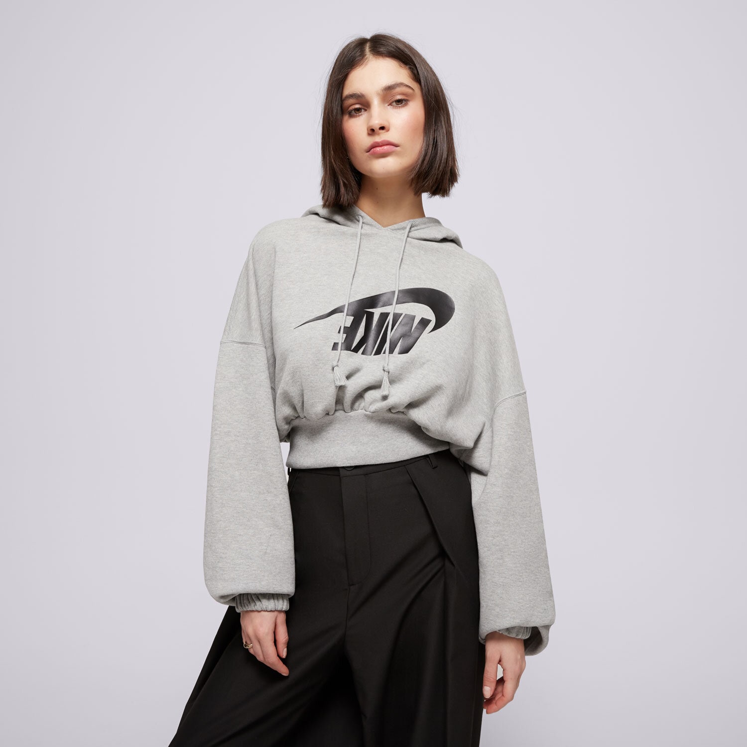 Femei bluză NIKE BLUZĂ CU GLUGĂ W NSW OS FLC CROP DANCE FV7777-063 Gri