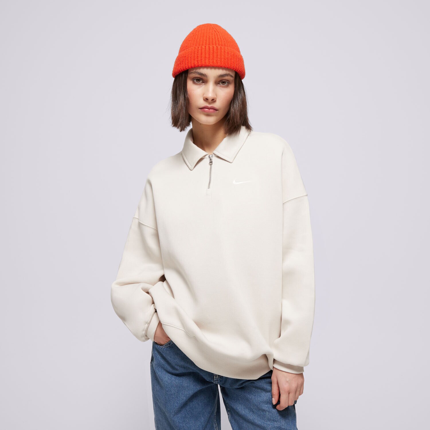 Femei bluză NIKE BLUZĂ W NSW PHNX FLC OS QZ POLO FZ3207-104 Bej