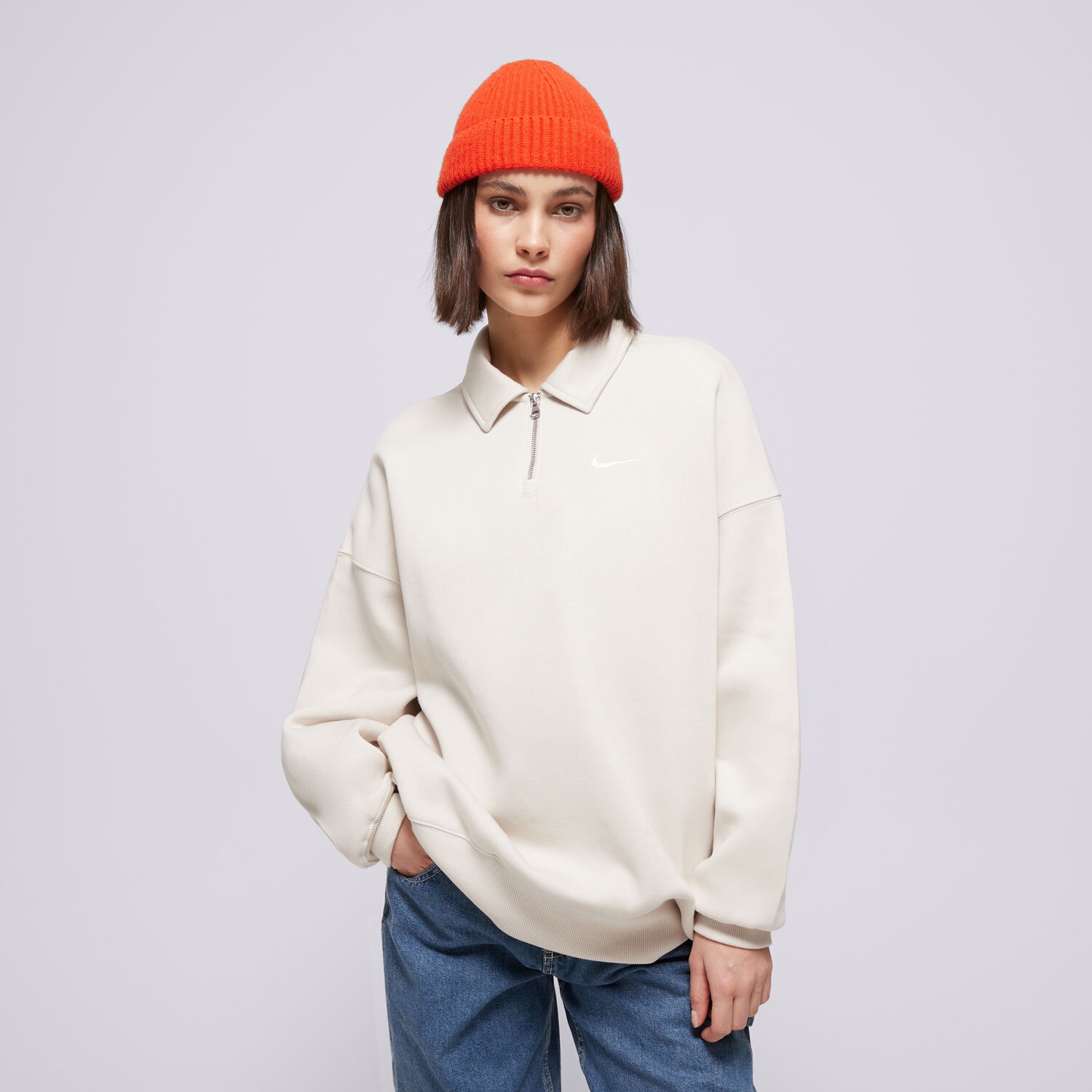 Femei bluză NIKE BLUZĂ W NSW PHNX FLC OS QZ POLO FZ3207-104 Bej