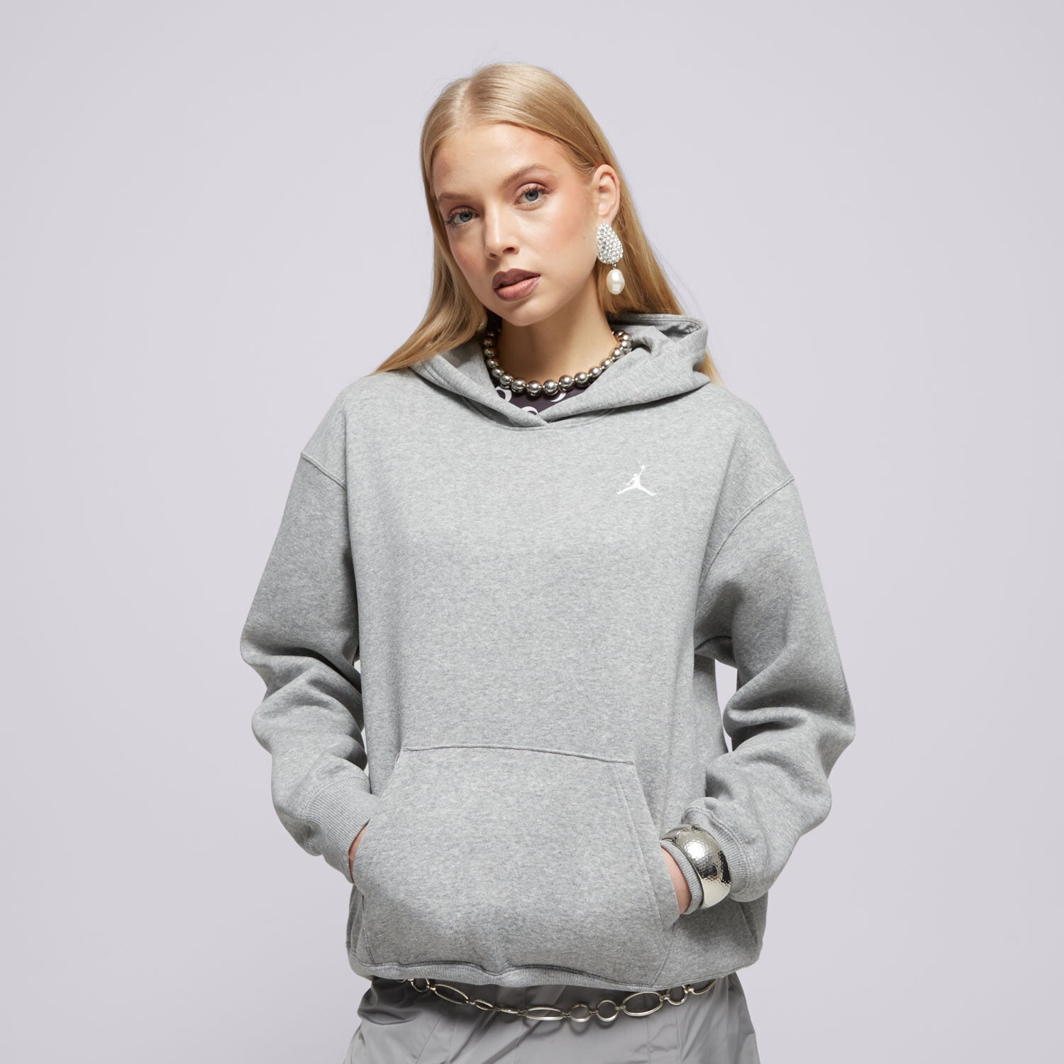 Femei bluză JORDAN BLUZĂ CU GLUGĂ W J BRKLN FLC PO 24 FV7071-063 Gri