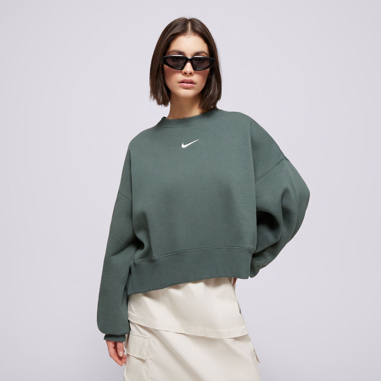 Femei bluză NIKE BLUZĂ W NSW PHNX FLC OOS CREW DQ5761-338 Verde