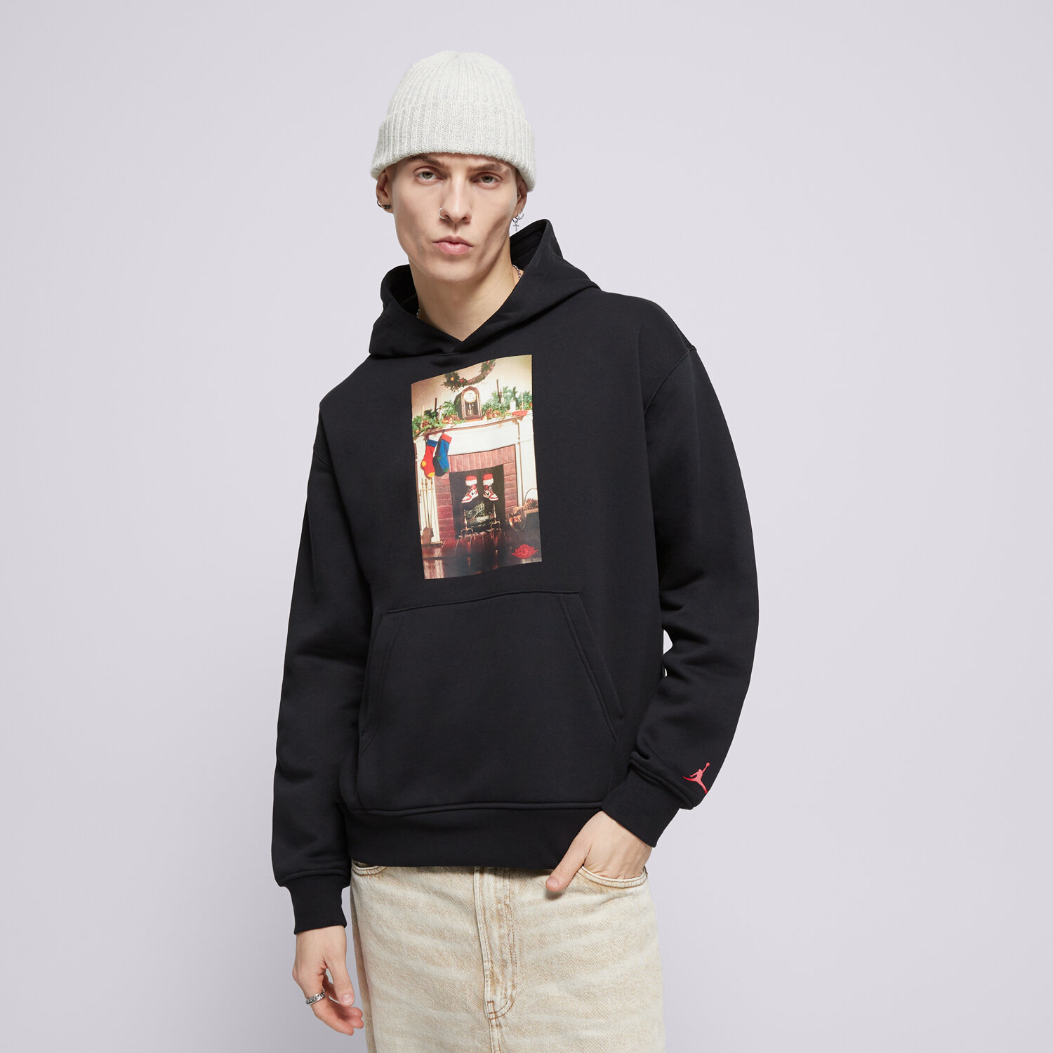 Bărbați bluză JORDAN BLUZĂ CU GLUGĂ M J JM CHIMNEY FLC PO HQ5654-010 Negru