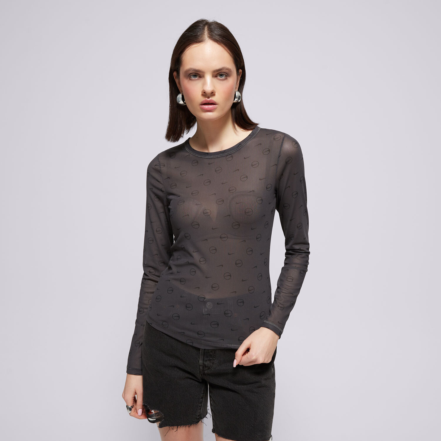 Femei tricou NIKE TRICOU W NSW LS SHEER TOP SW HQ3753-060 Gri