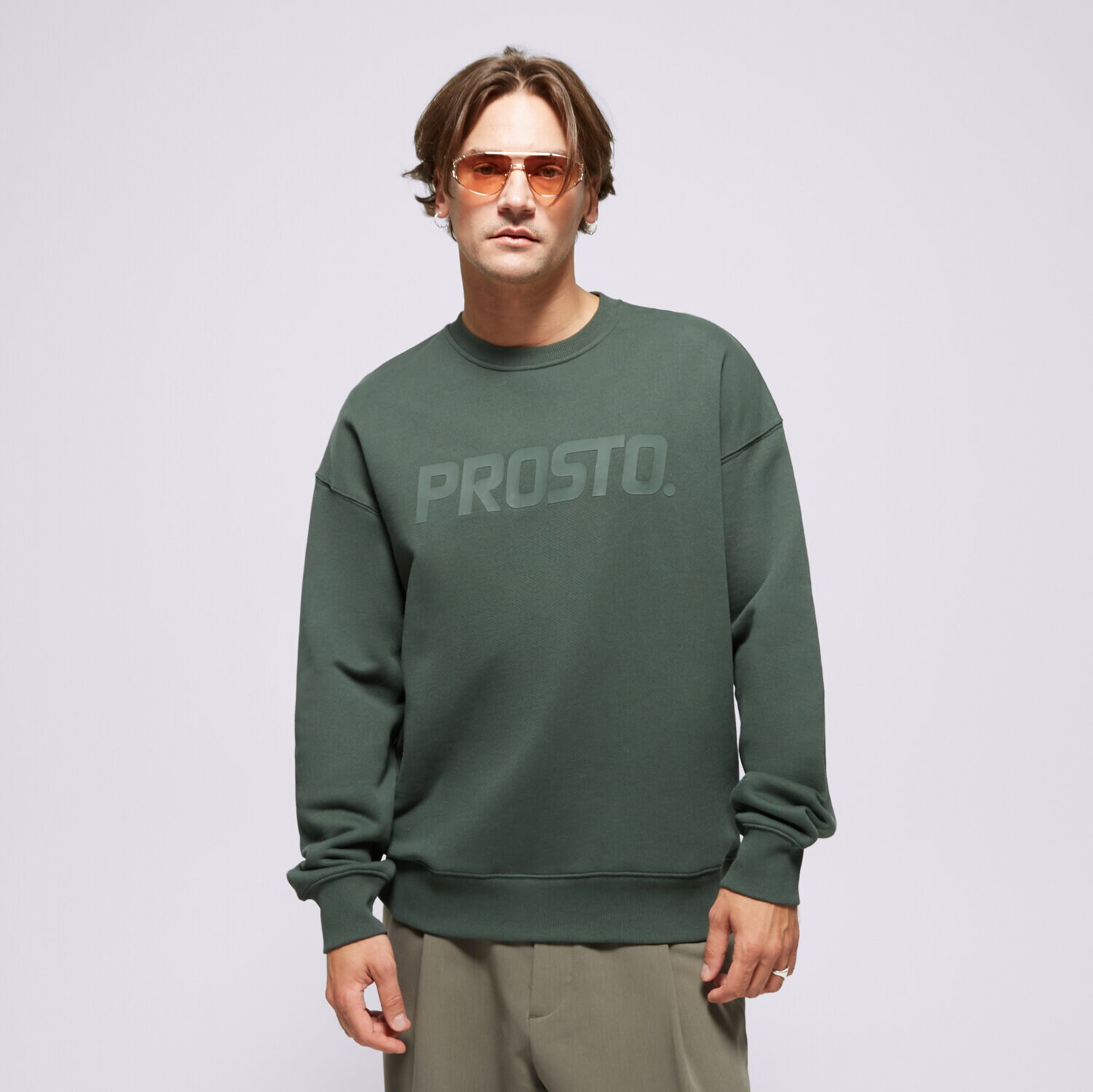Bărbați bluză PROSTO BLUZĂ CREWNECK ZEDS DARK GREEN KL242MSWE1051 Verde