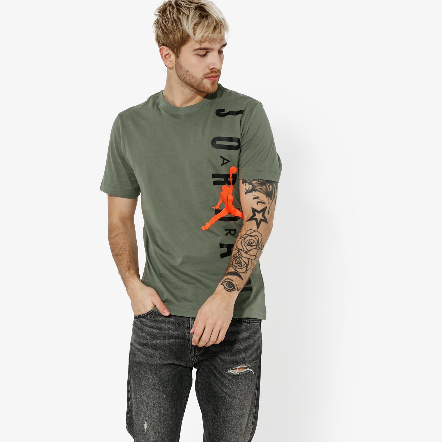 Bărbați tricou JORDAN TRICOU SS M AIR JUMPMAN VERTICAL BV0086-351 Kaki