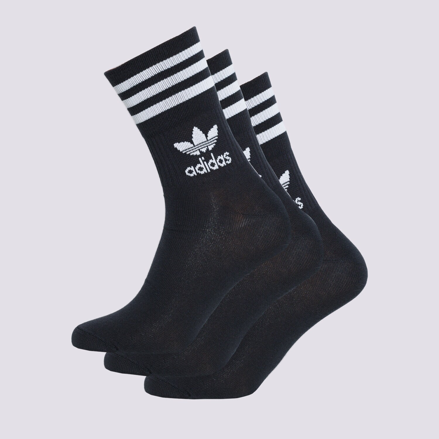 Femei șosete ADIDAS 3 PACK SOLID MID CREW SOCKS  GD3576 Negru