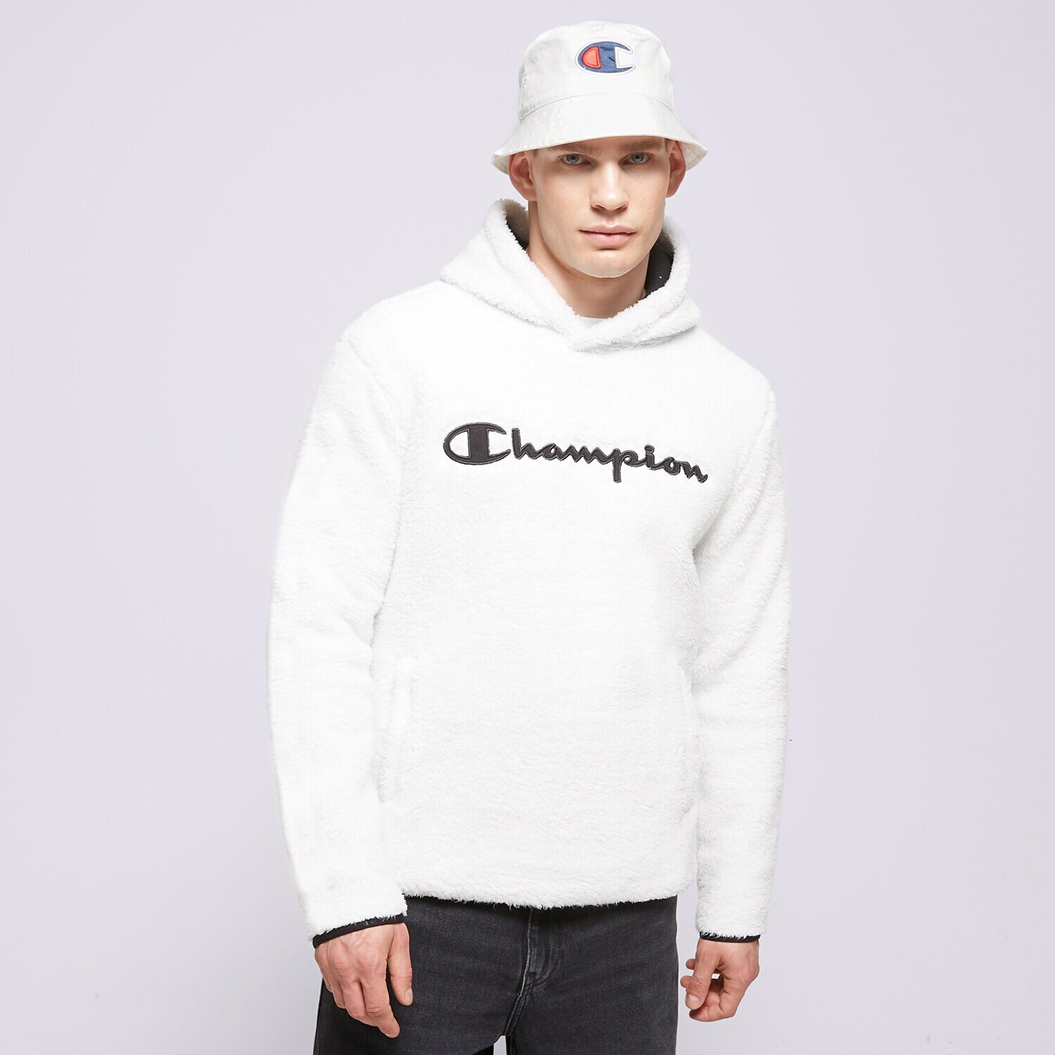 Bărbați bluză CHAMPION BLUZĂ CU GLUGĂ HOODED TOP 214973WW033 Alb