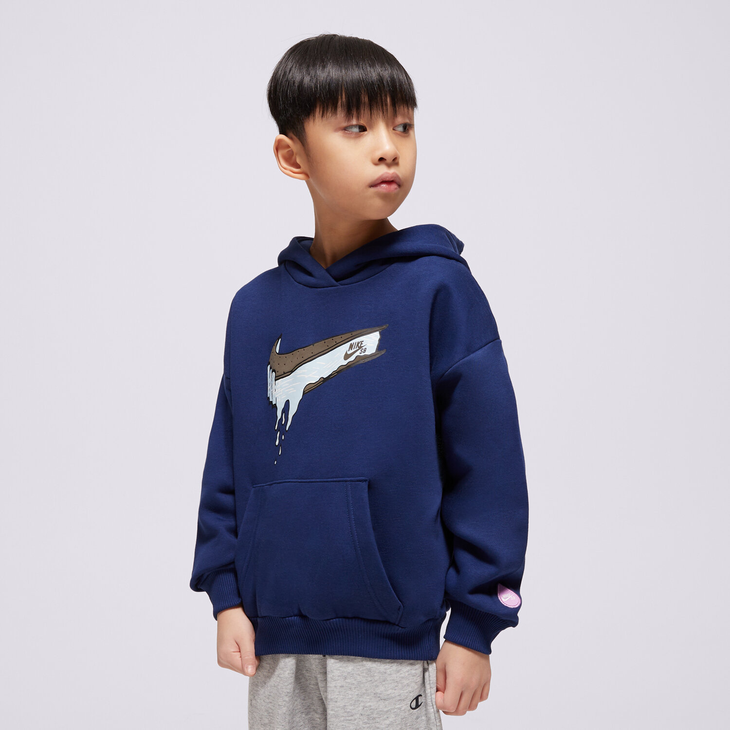Copii bluză NIKE BLUZĂ CU GLUGĂ K NIKE SB FLC HOODIE BOY HF8801-492 Bleumarin
