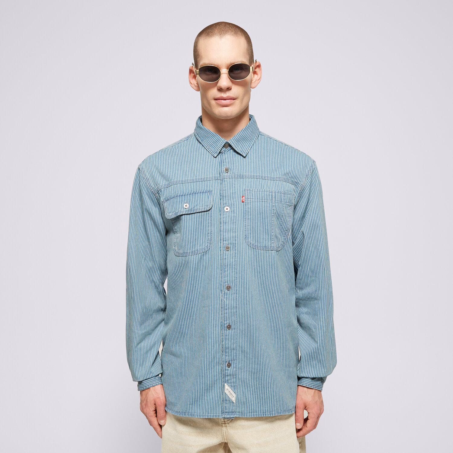 Bărbați tricou LEVI'S CĂMAșĂ LS AUBURN WORKER MED INDIGO - FLAT FINISH A7224-0010 Albastru