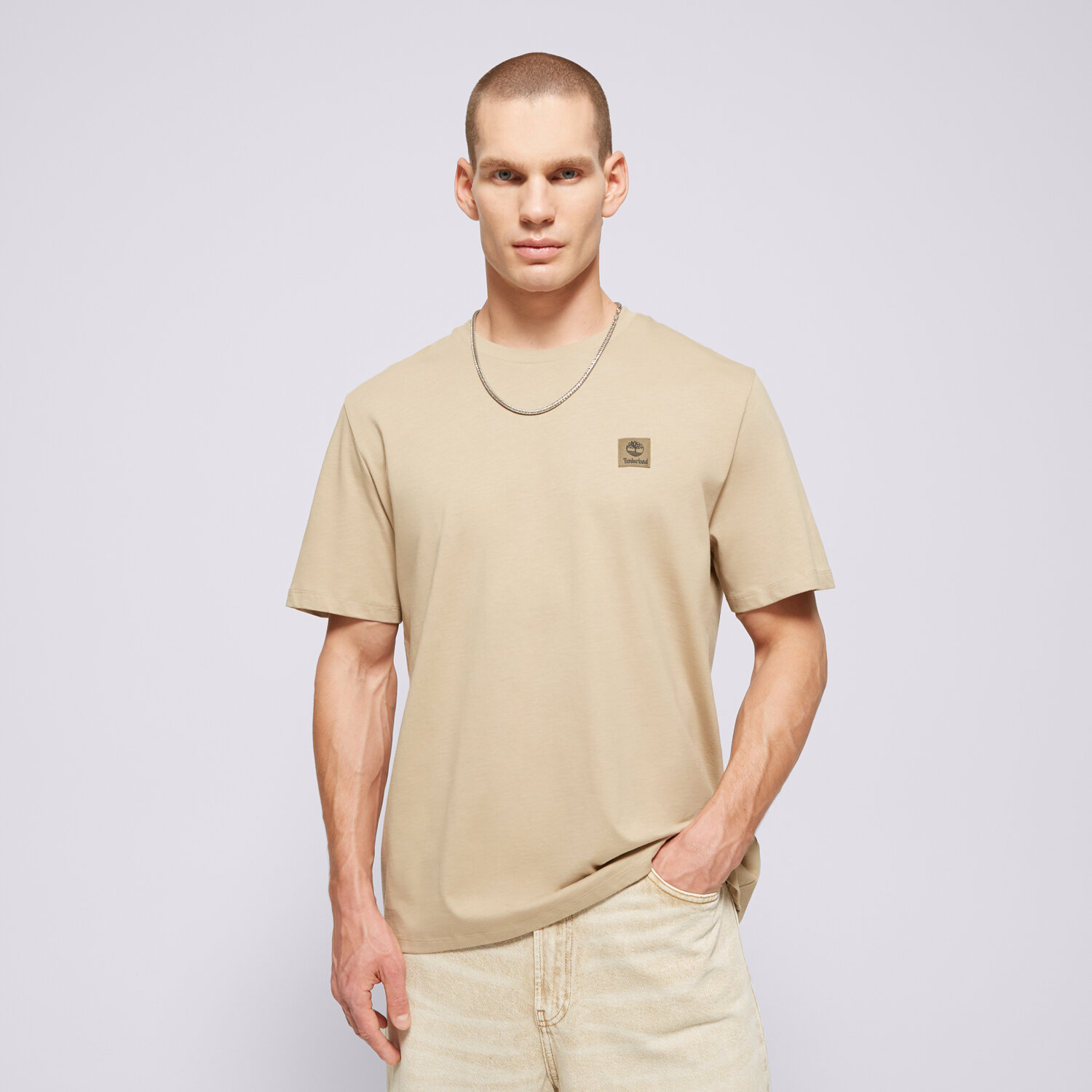 Bărbați tricou TIMBERLAND TRICOU SHORT SLEEVE WOVEN BADGE TEE LEMON PEPPER TB0A5RCEDH41 Bej