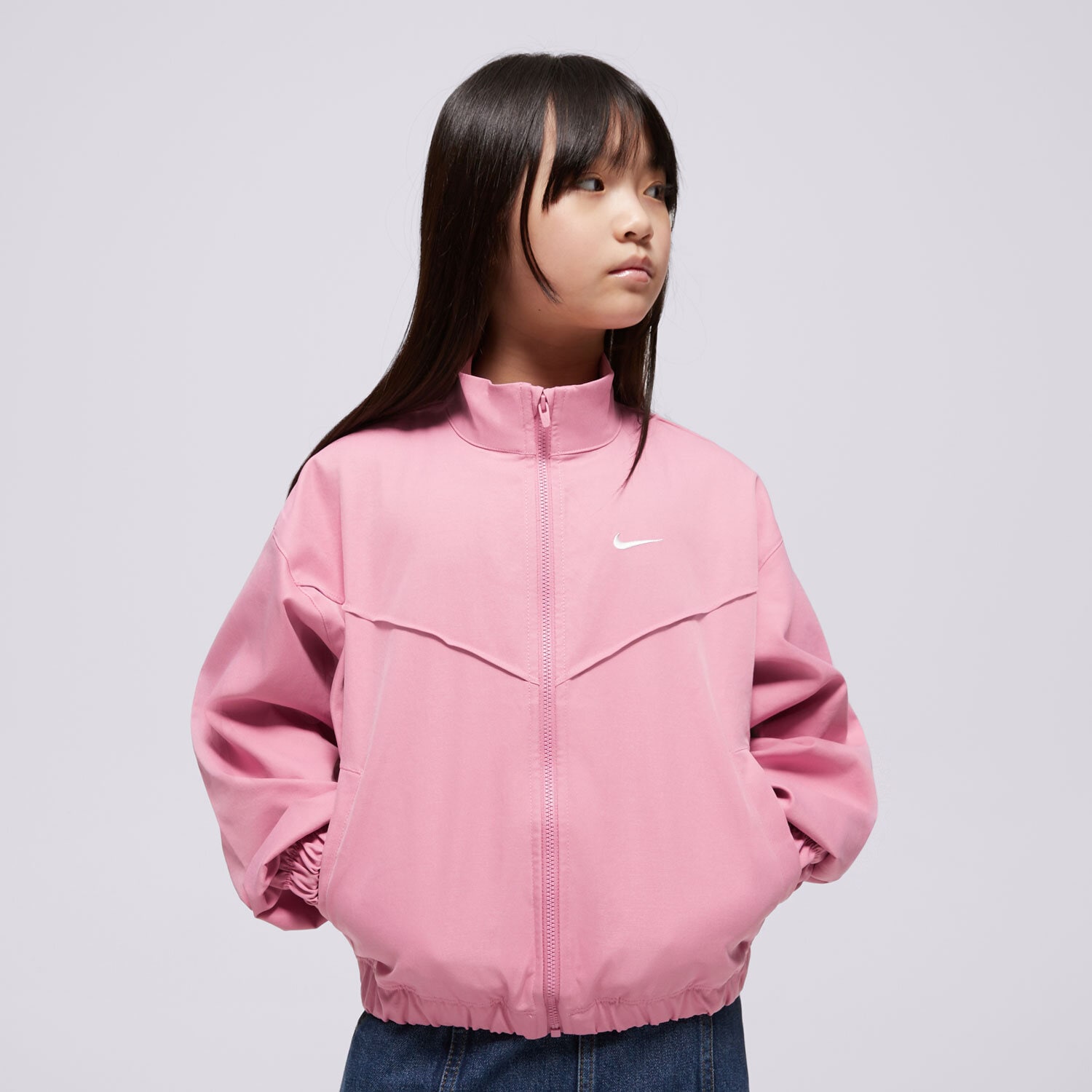 Jachetă de sezon pentru copii (primăvară/toamnă) NIKE JACHETĂ G NSW LTWT OVRSZD JKT STY STAR GIRL FZ5557-646 Roz