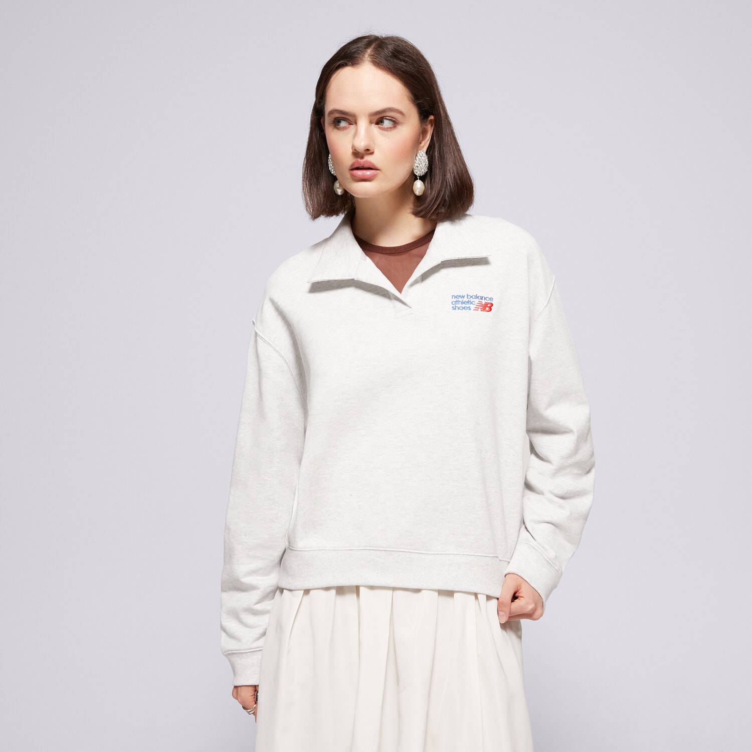Femei bluză NEW BALANCE BLUZĂ FRENCH TERRY POLO WT51513AHH Gri