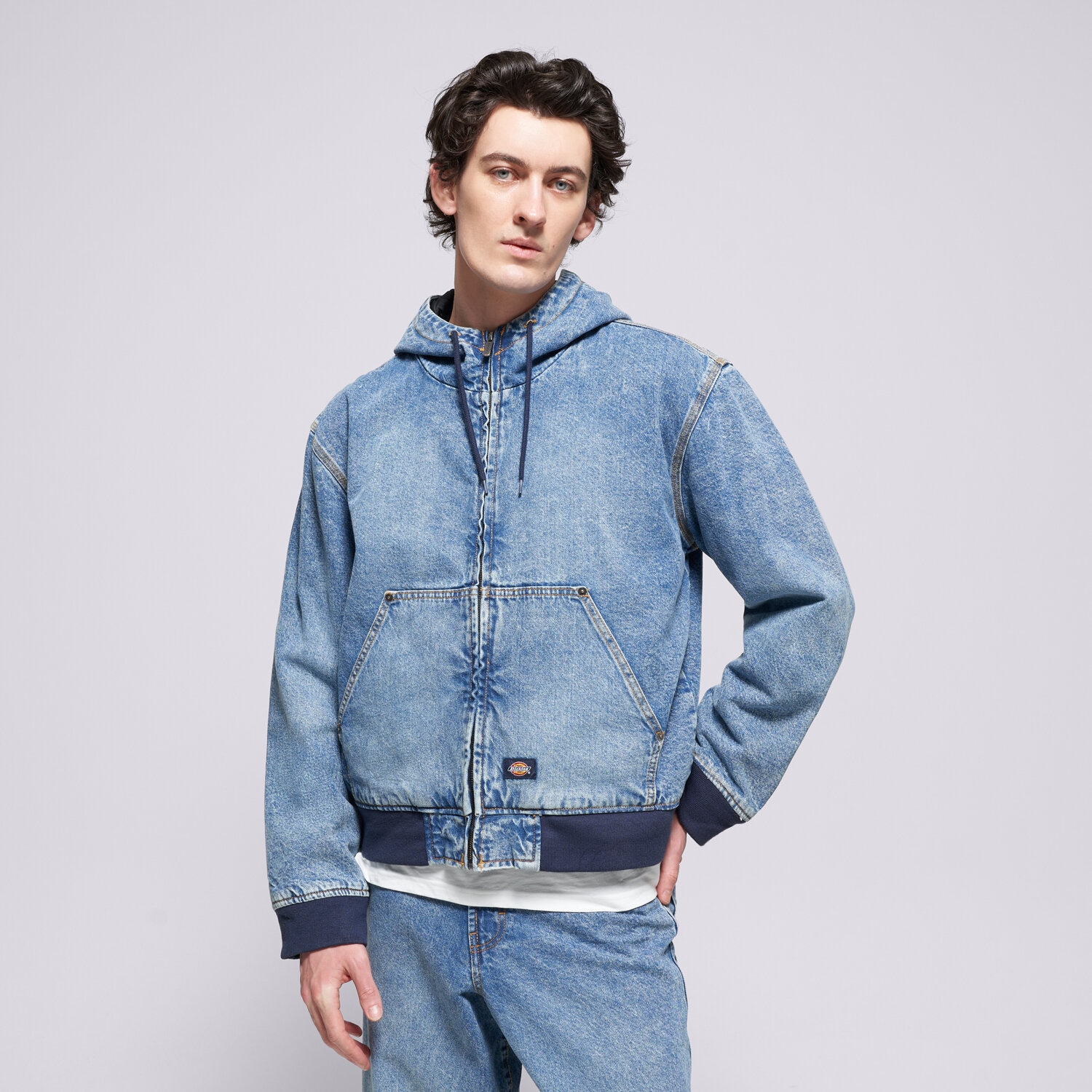 Bărbați jachetă DICKIES JACHETĂ DICKIES HOODED DENIM JACKET DK0A4ZAPK211 Albastru