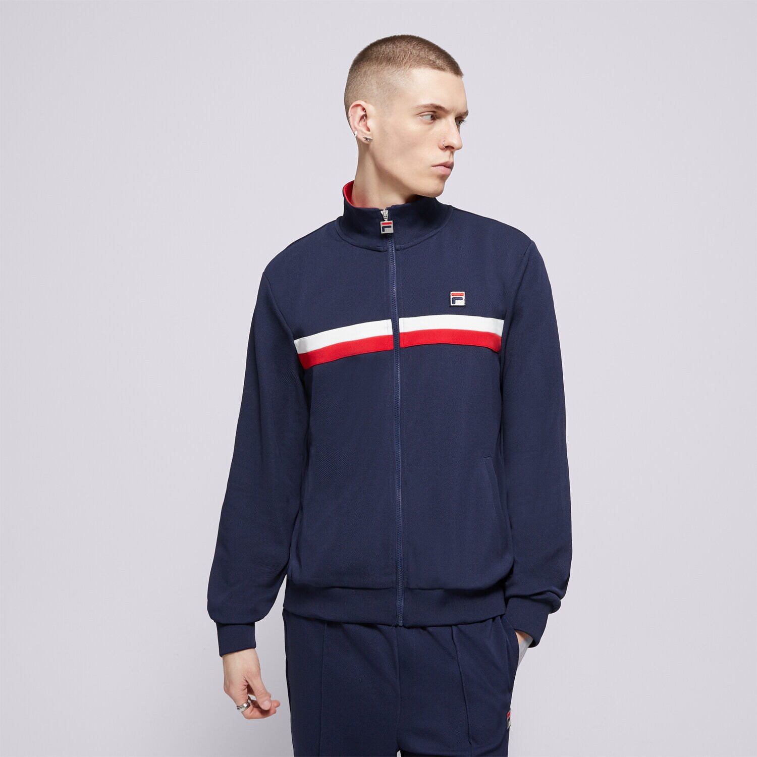 Bărbați bluză FILA BLUZĂ COLOUR BLOCK TRACK JACKET SS25MH015410 Bleumarin