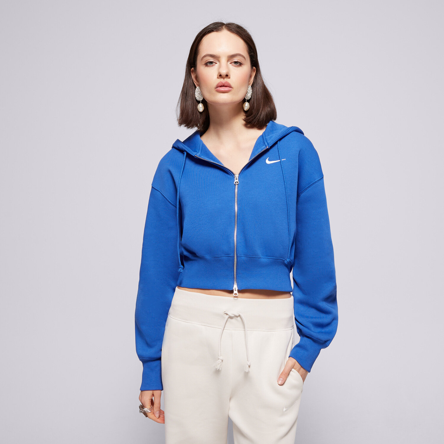 Femei bluză NIKE BLUZĂ PHNX FLC LSE CROP FZ HDY HJ0940-480 Albastru