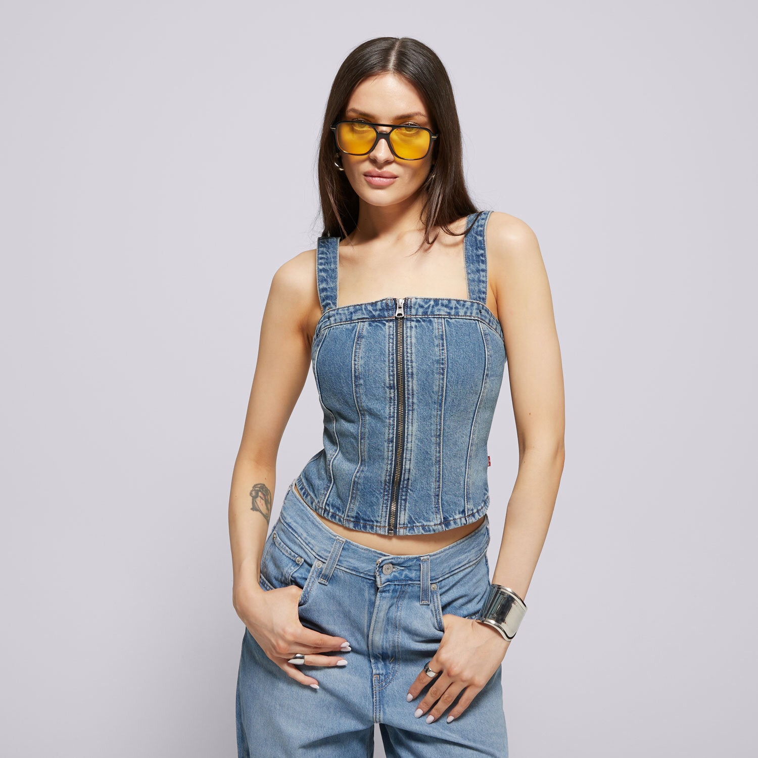 Femei tricou LEVI'S TOP SCULPTED BUSTIER MED. 001W4-0002 Albastru