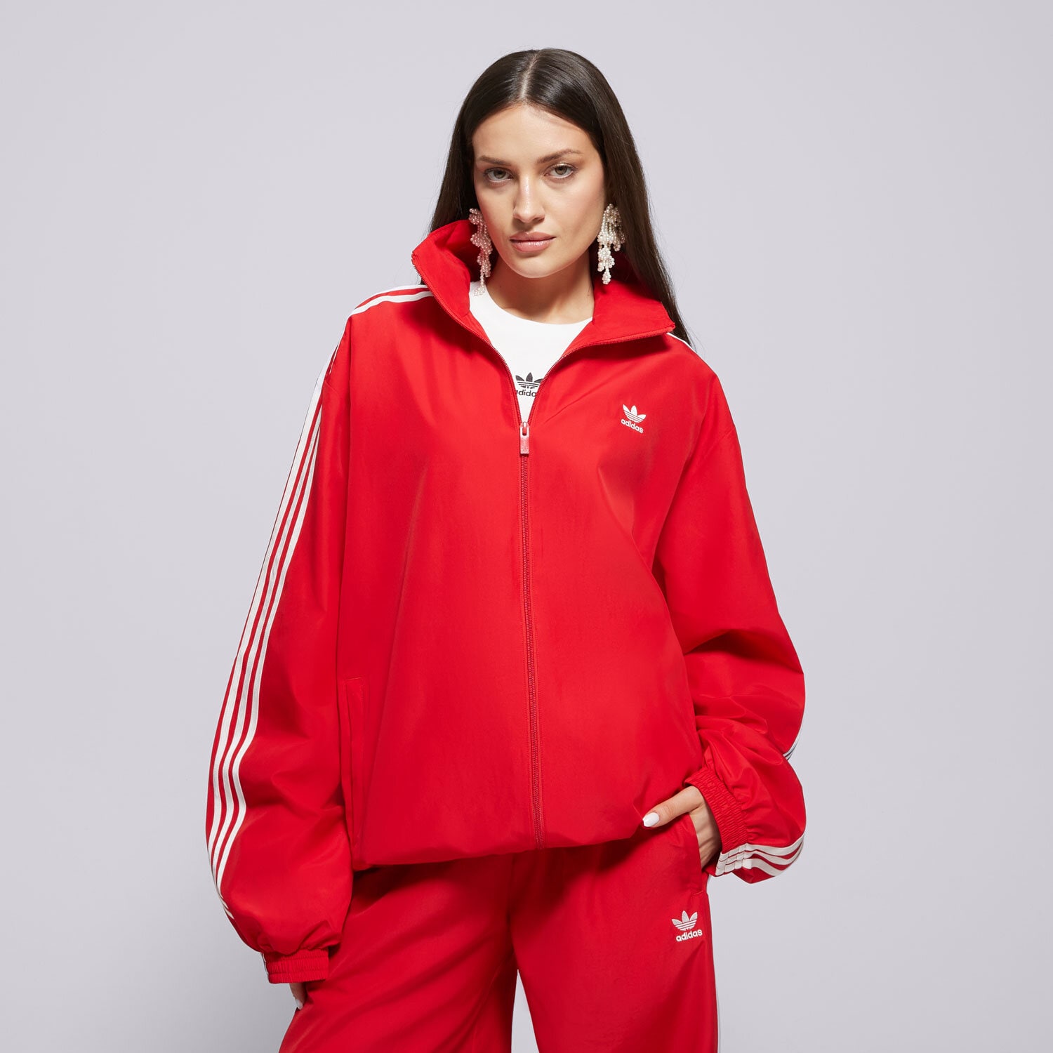 Femei bluză ADIDAS BLUZĂ OVERSIZED JD3393 Roșu