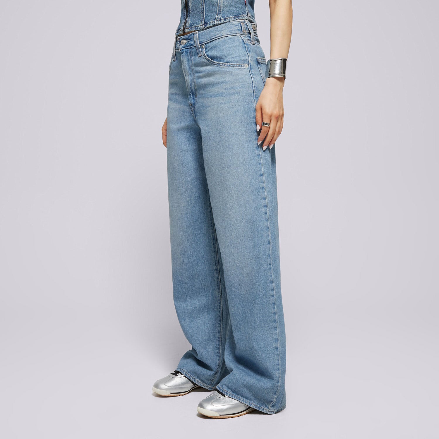 Femei pantaloni LEVI'S PANTALONI CINCH BAGGY 001UP-0000 Albastru