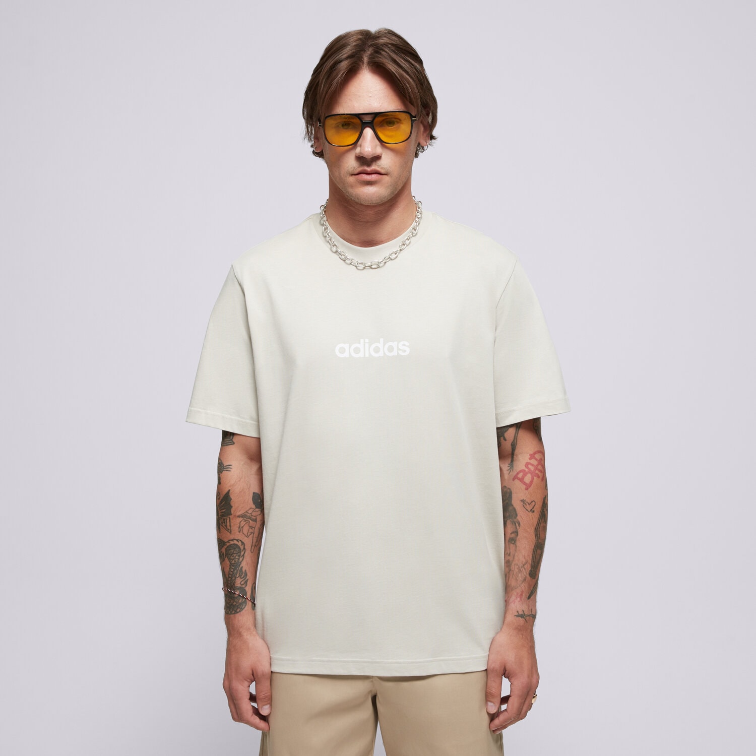 Bărbați tricou ADIDAS TRICOU M LIN SJ T JE9007 Bej