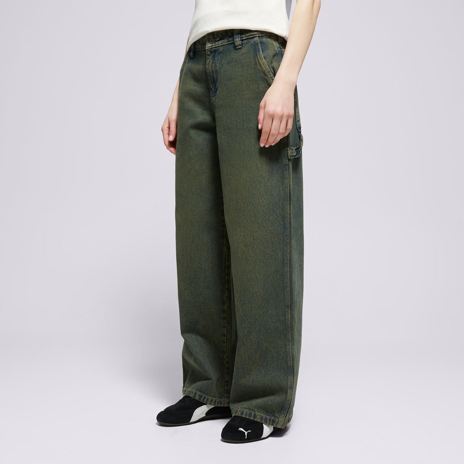 Femei pantaloni DICKIES PANTALONI  X LOOSE DENIM CARPENTER PANT W DK0A4Z6SK571 Verde