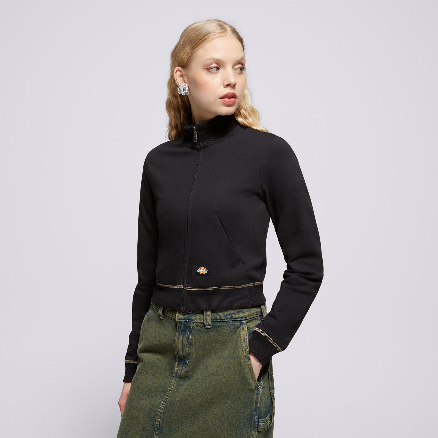 Femei bluză DICKIES PULOVĂR FUNNEL NECKL FZ CARDIGAN W DK0A4Z71BLK1 Negru