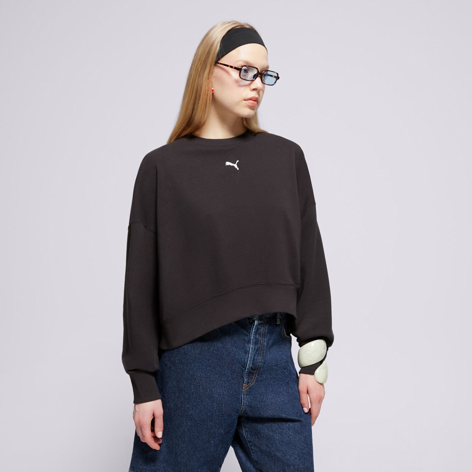 Femei bluză PUMA BLUZĂ OVER-OVERSIZED CREW TR 629748 01 Negru