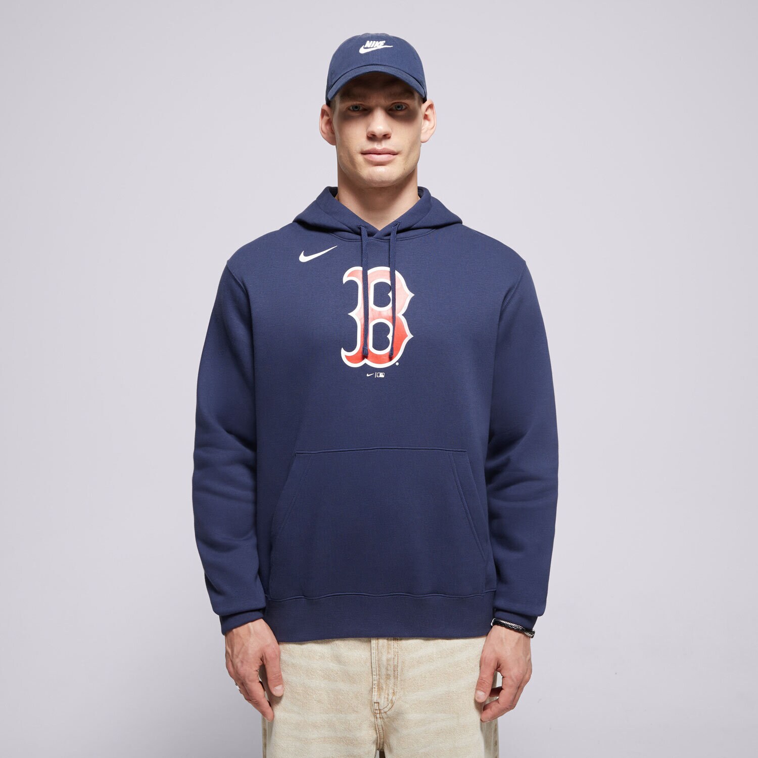 Bărbați bluză NIKE BLUZĂ CU GLUGĂ MLB LOGO CLUB FLEECE HOOD BOSTON RED SOX NKDK-44B-BQ-CKX Bleumarin