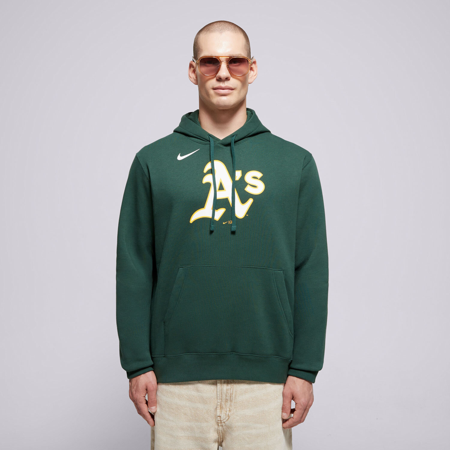 Bărbați bluză NIKE BLUZĂ CU GLUGĂ MLB LOGO CLUB FLEECE HOOD OAKLAND ATHLET NKDK-3EY-FZ-CKX Verde