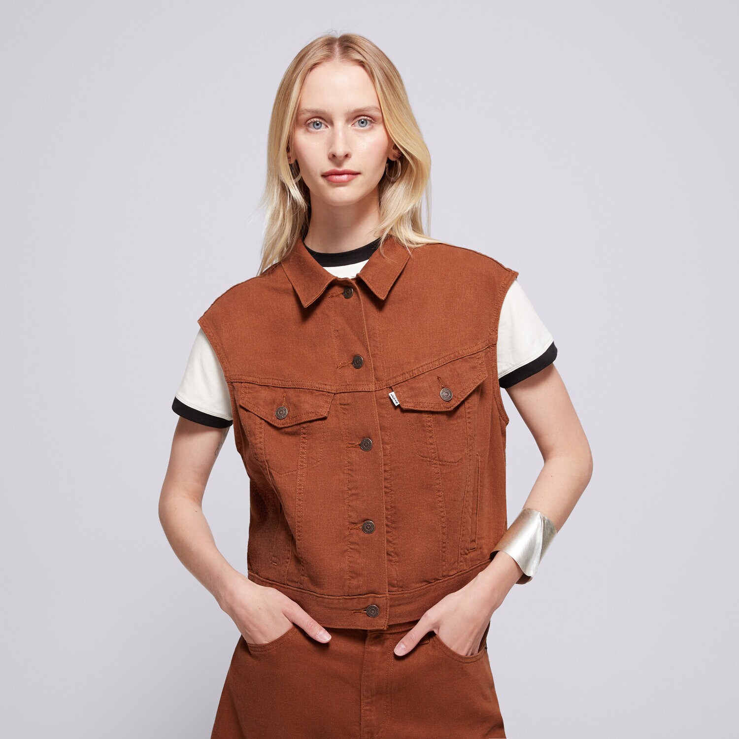 Femei veste LEVI'S VESTĂ SHRUNKEN 90S VEST 001W2-0003 Maro