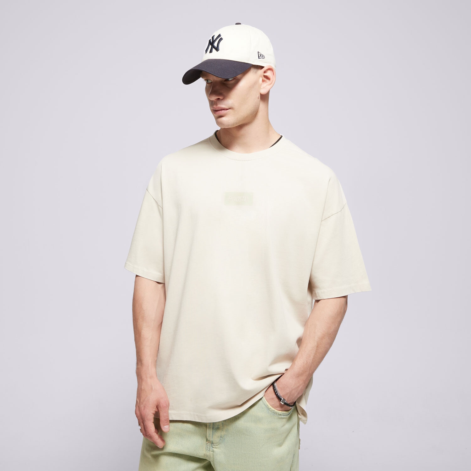 Bărbați tricou PROSTO  TRICOU BOX 2.0 KL251MTEE1131 Bej