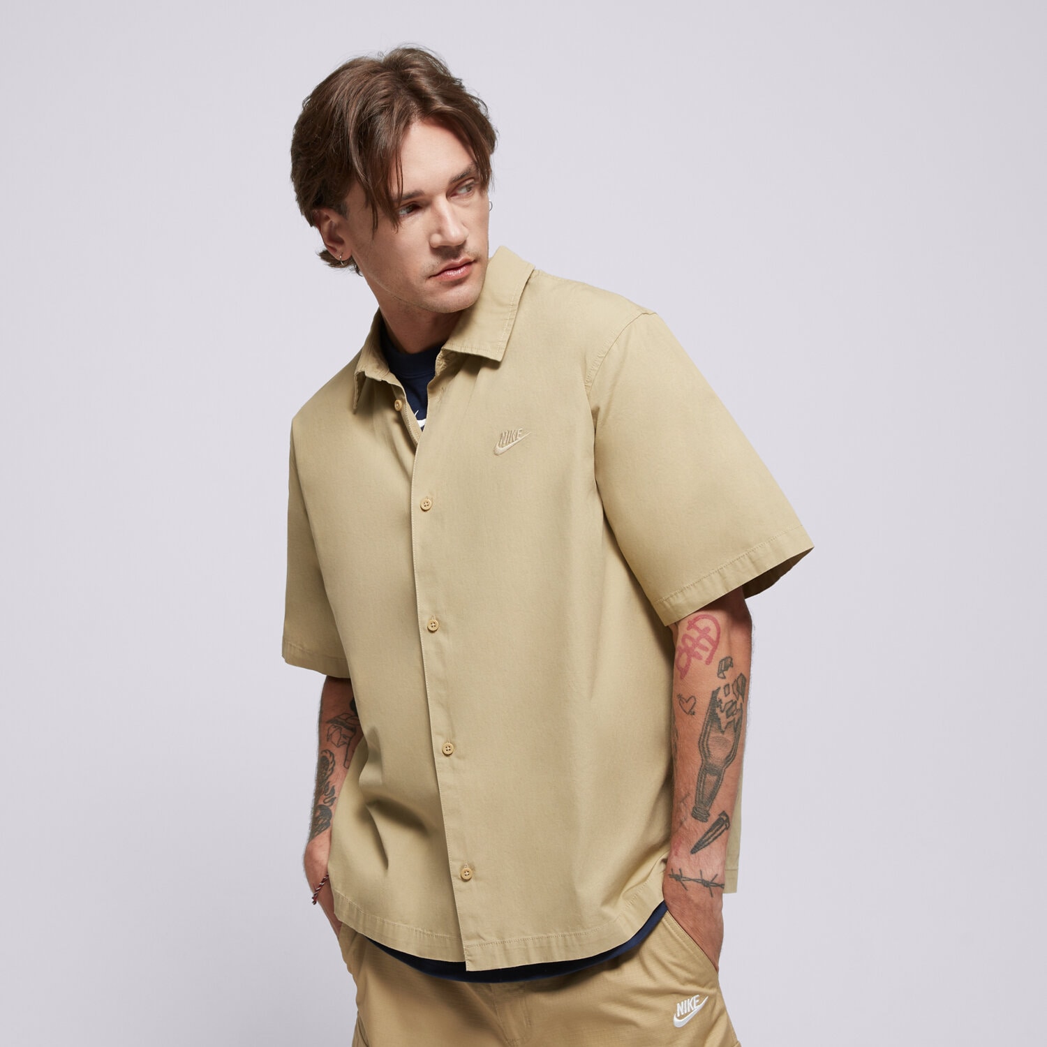 Bărbați tricou NIKE CĂMAșĂ M NK CLUB SS BTN SHIRT WSH HJ2029-297 Bej