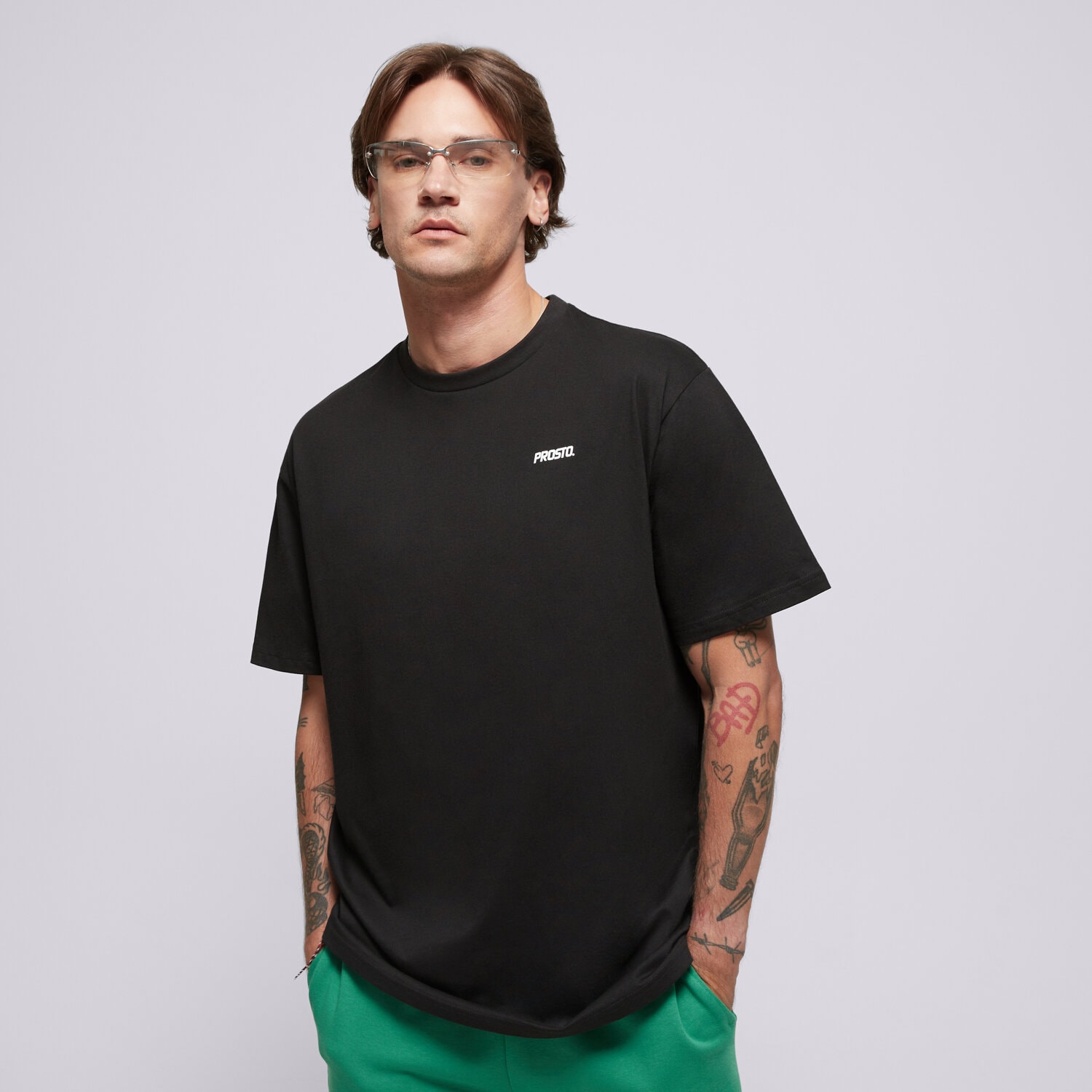 Bărbați tricou PROSTO  TRICOU LUCK KL251MTEE1081 Negru
