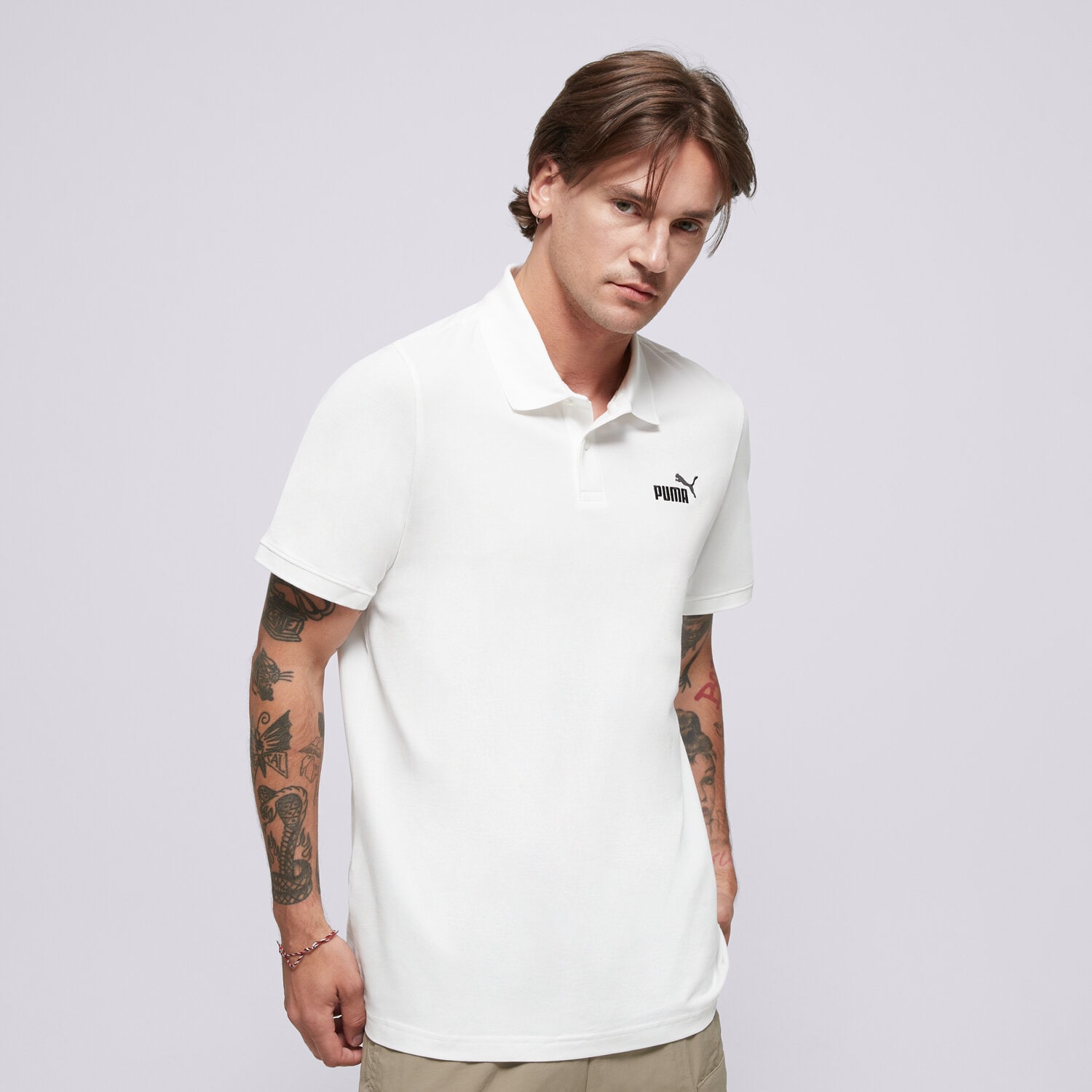 Bărbați tricou PUMA POLO ESS NO. 1 LOGO PIQUE 68255202 Alb
