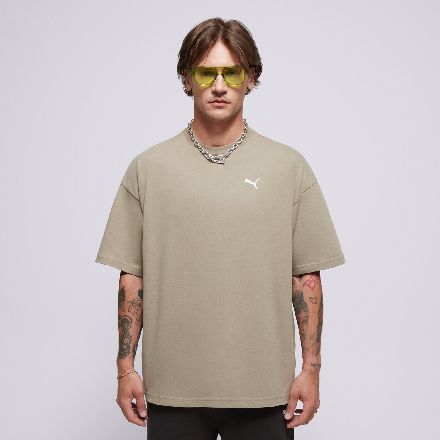 Bărbați tricou PUMA TRICOU WARDROBE ESS OVERSIZED TEE 629646 83 Bej