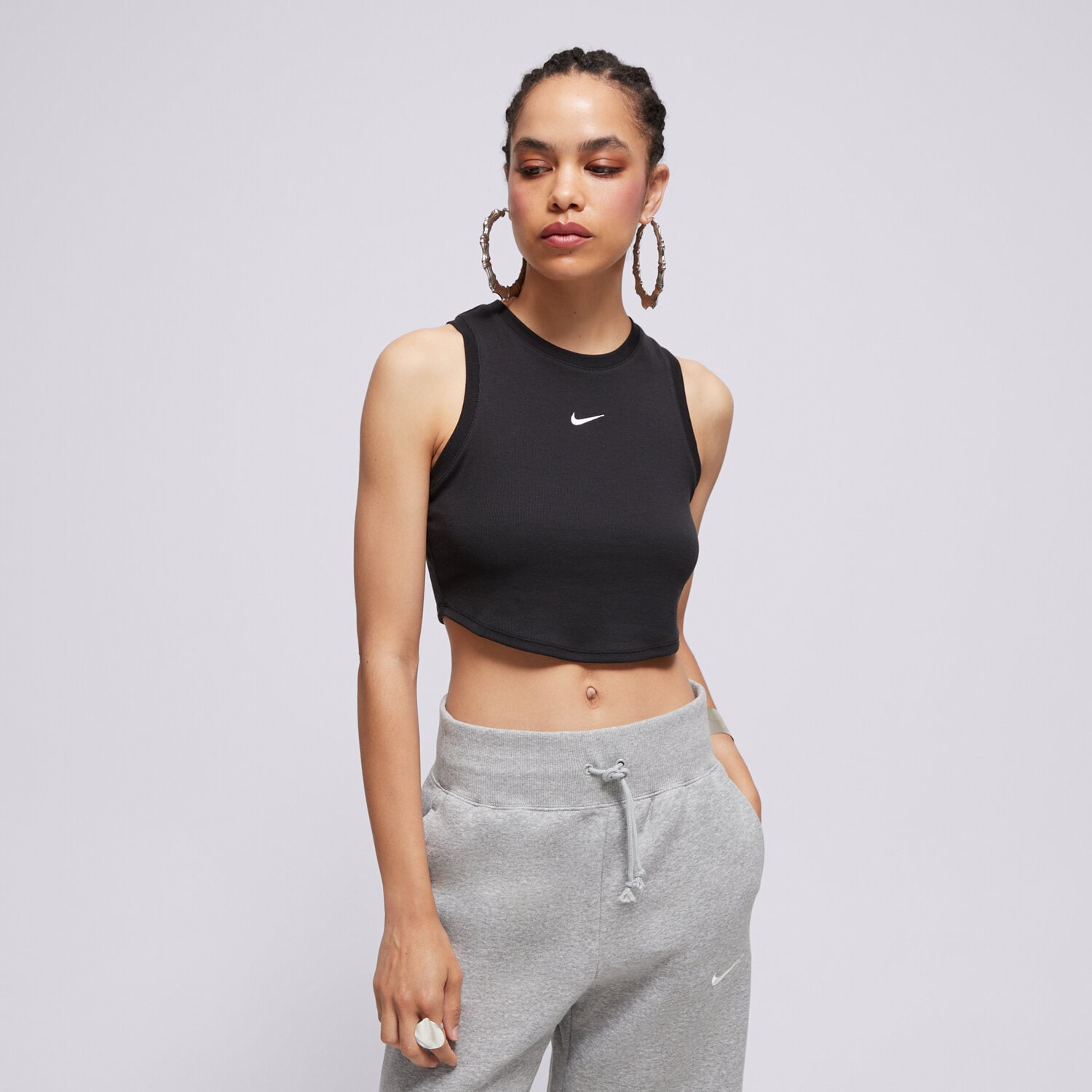 Femei tricou NIKE TRICOU W NSW ESSNTL RIB CRP MAIOU FB8279-010 Negru