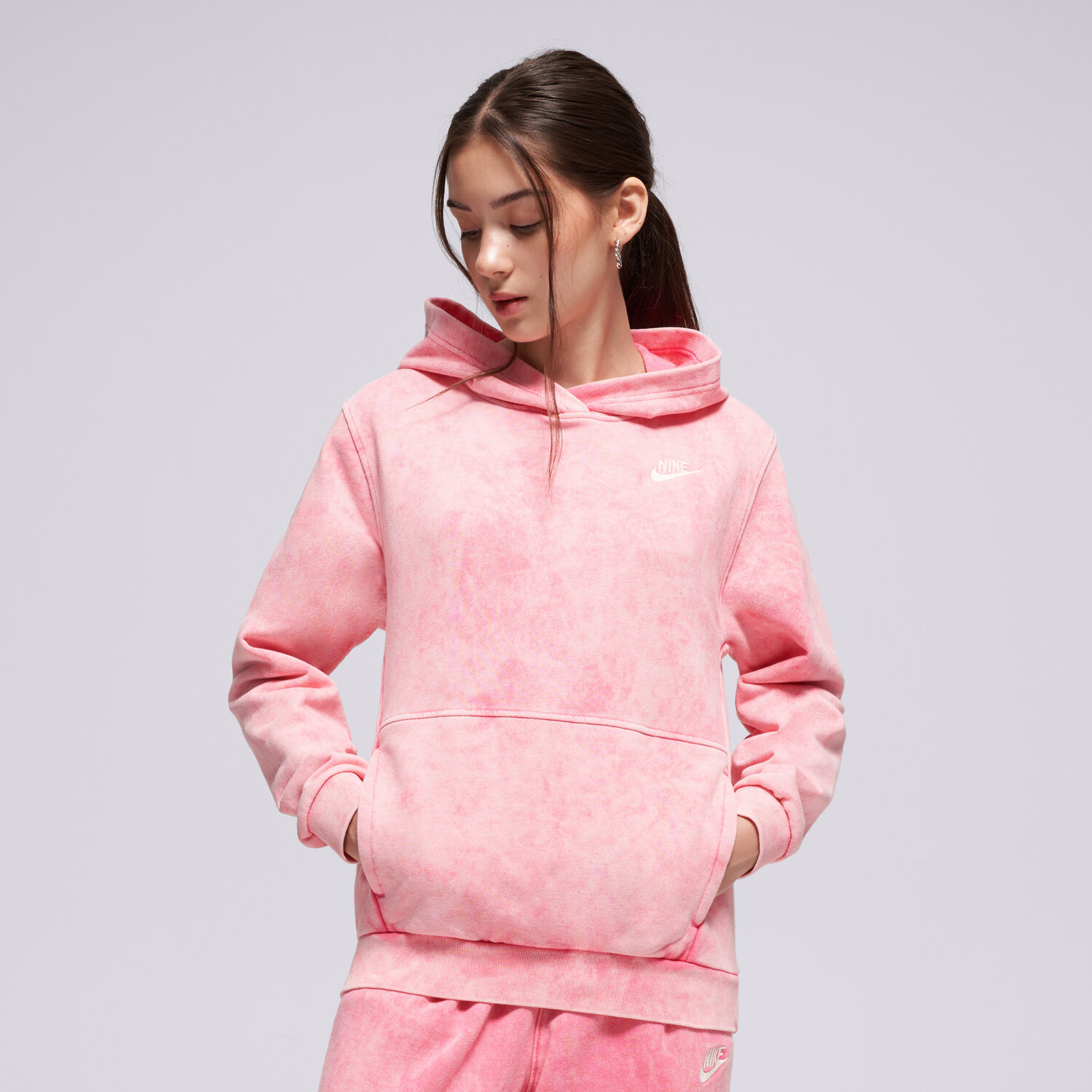 Copii bluză NIKE BLUZĂ CU GLUGĂ K NSW WASH PO HOODIE FT GIRL IH2375-684 Roz