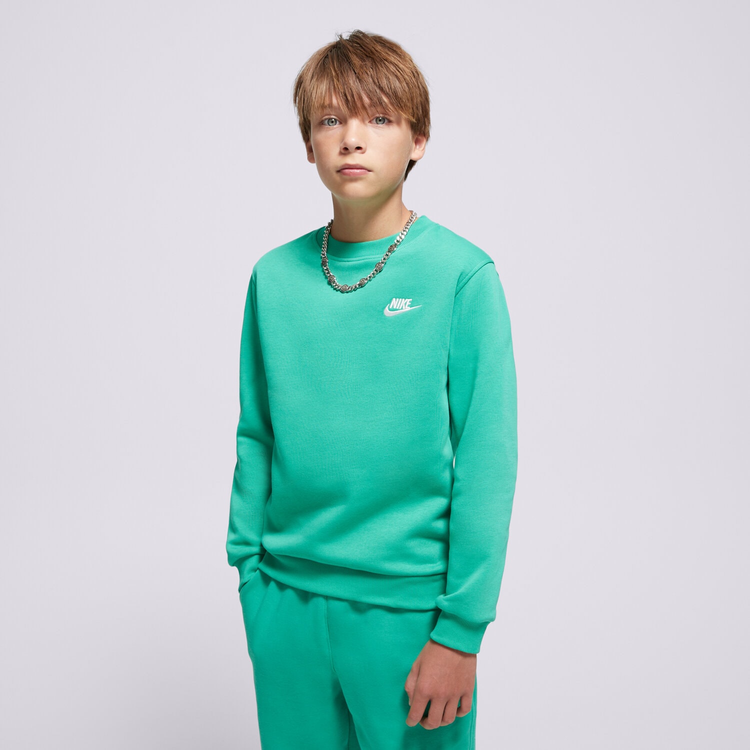 Copii bluză NIKE BLUZĂ K NSW CLUB FLC CREW LS LBR BOY FD3006-324 Verde