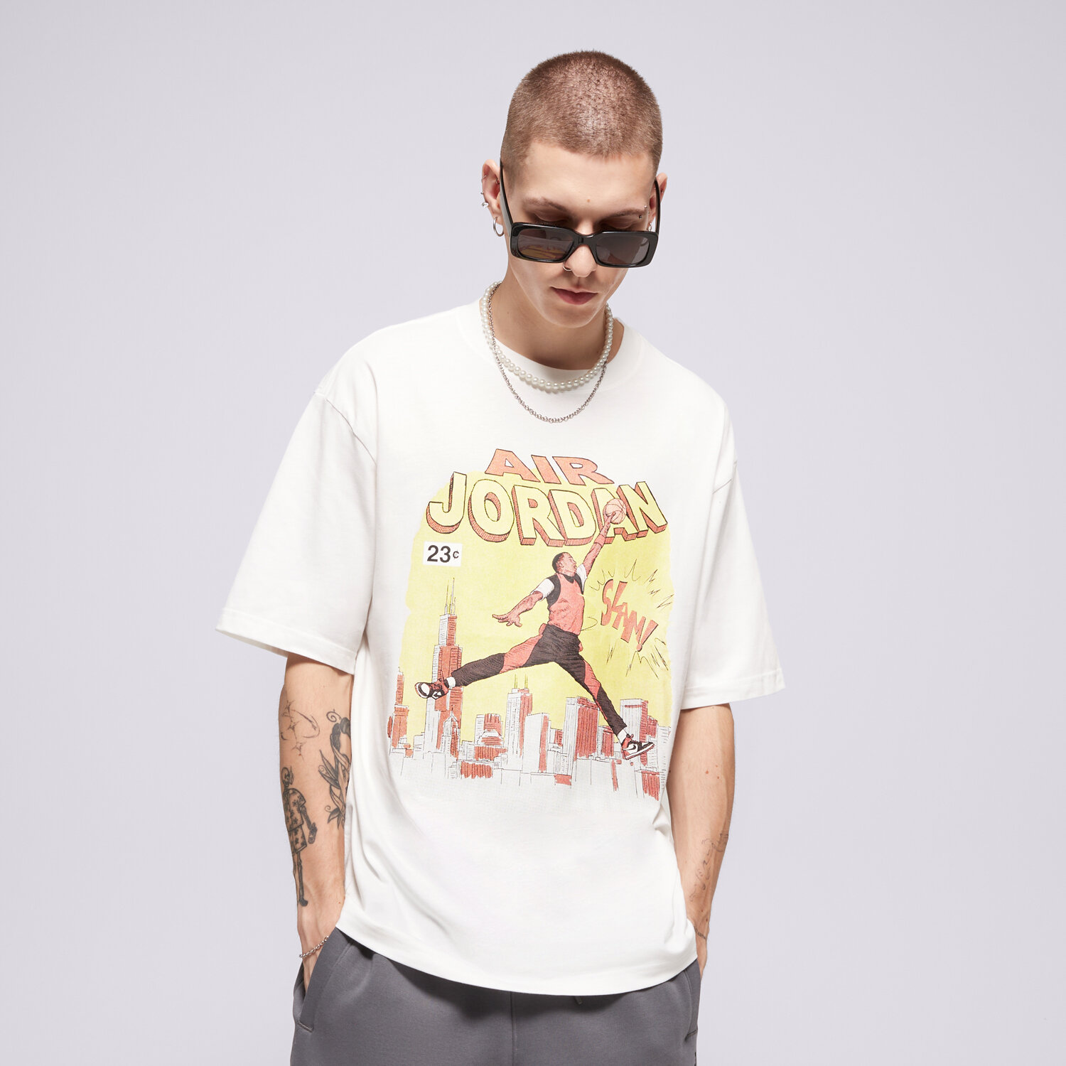 Bărbați tricou JORDAN TRICOU M J NC COMIC SS CREW IF0784-100 Alb