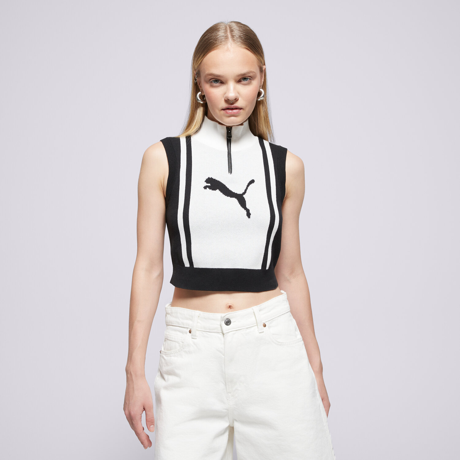 Femei veste PUMA VESTĂ FUTURE.PUMA.ARCHIVE HALF-ZIP KNITTED MAIOU 632126 01 Negru