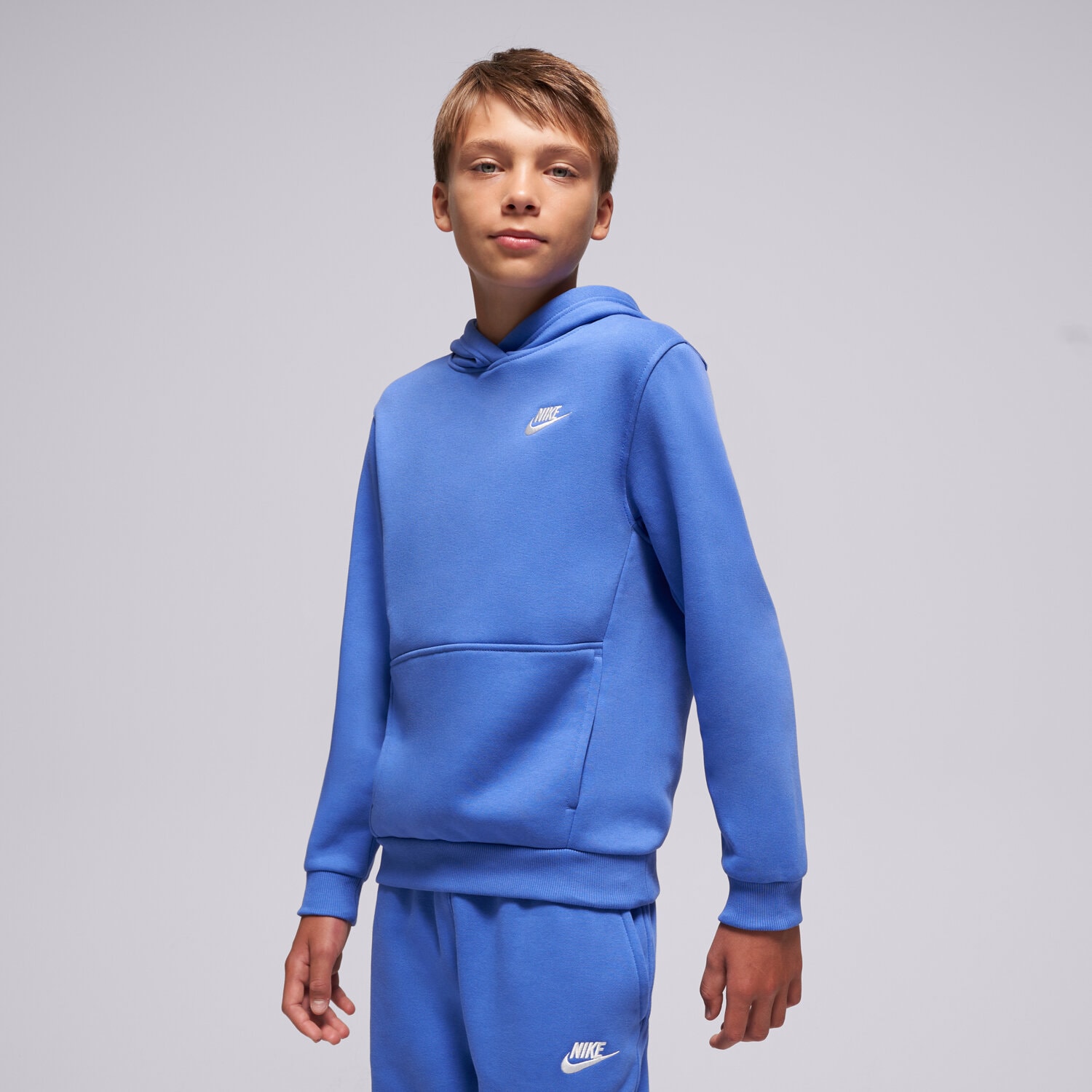 Copii bluză NIKE BLUZĂ CU GLUGĂ K NSW CLUB FLC HDY LBR BOY FD3000-411 Albastru