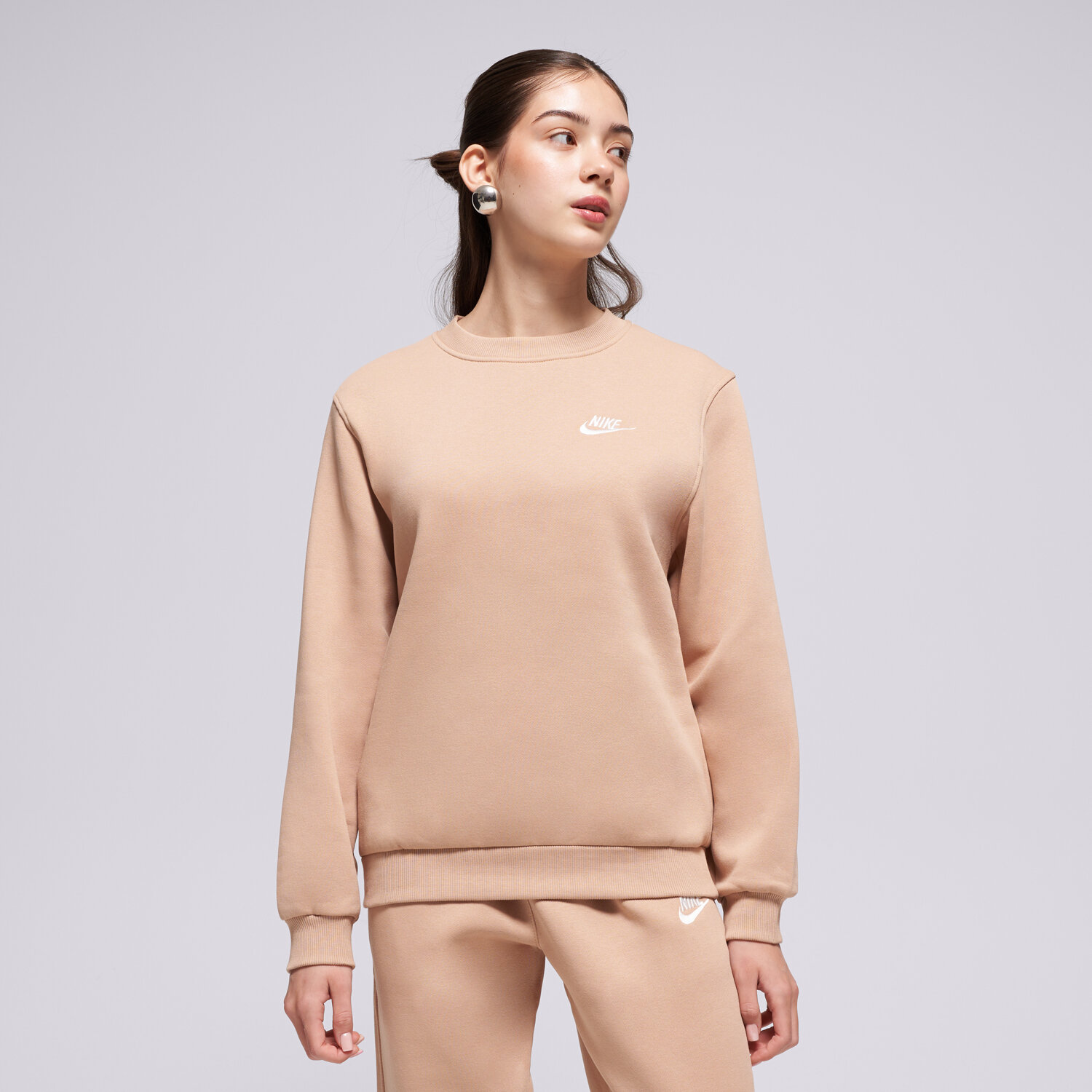Copii bluză NIKE BLUZĂ K NSW CLUB FLC CREW LS LBR GIRL FD3006-200 Maro
