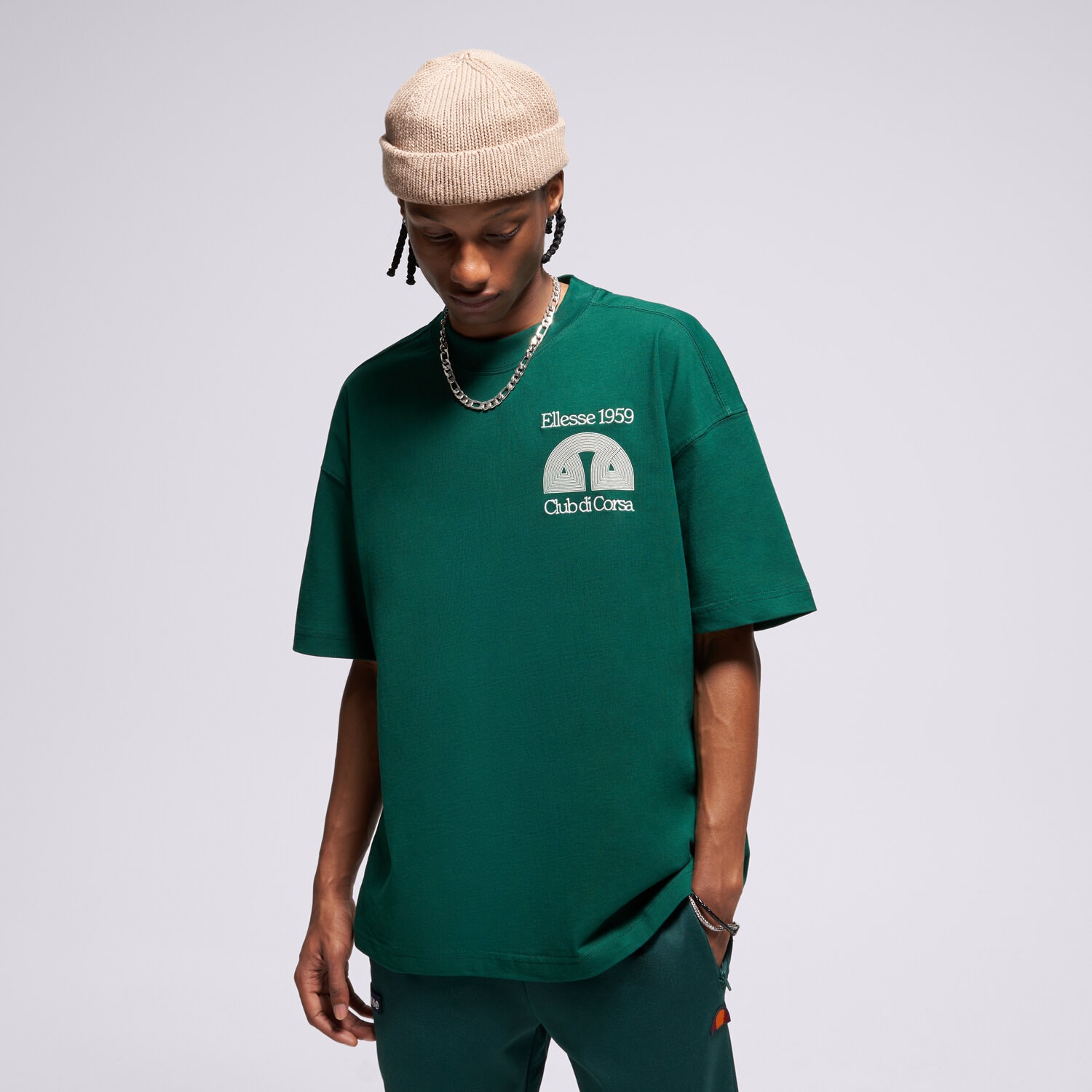 Bărbați tricou ELLESSE TRICOU CLUB DI CORSA TEE DGREEN SHB23147502 Verde