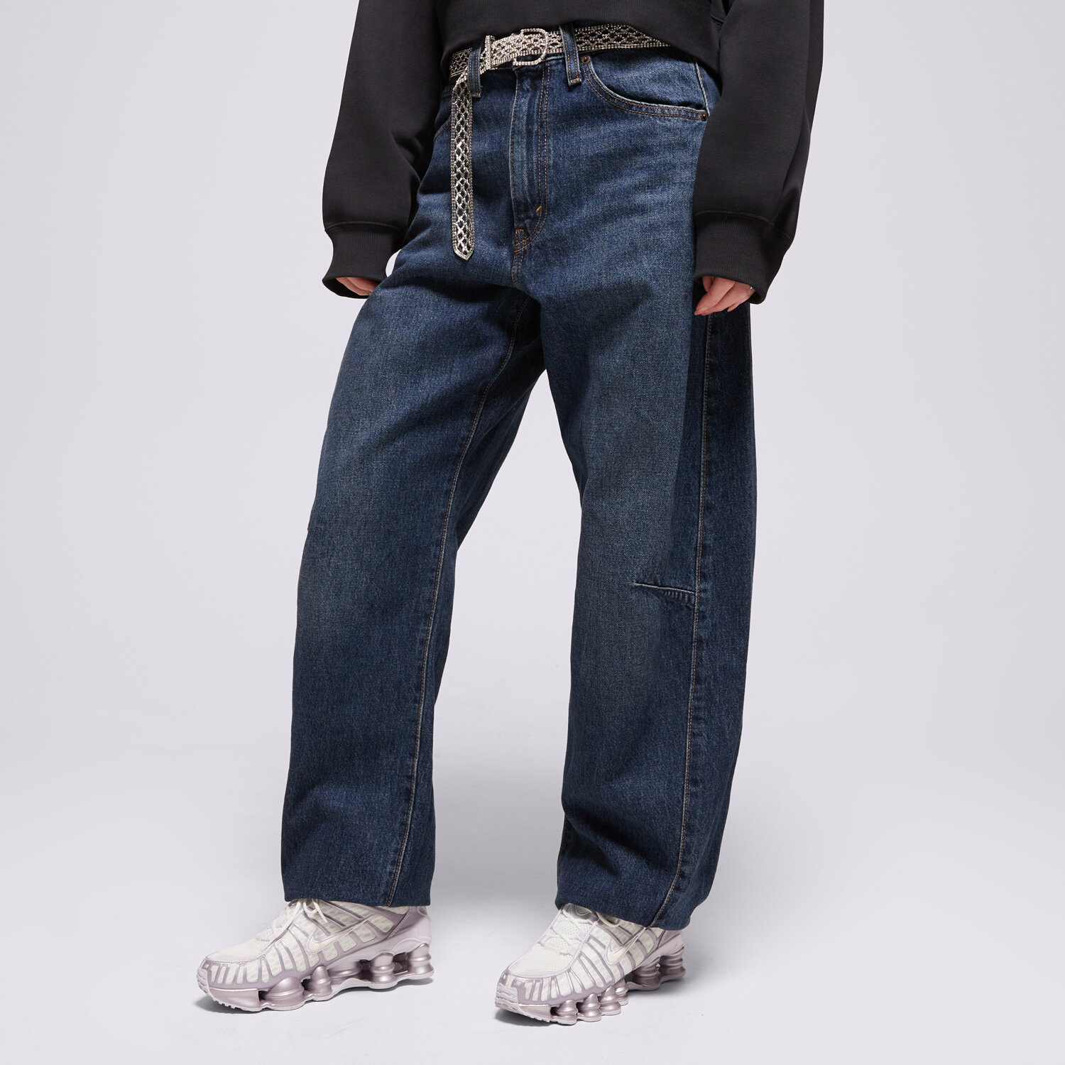 Femei pantaloni LEVI'S PANTALONI  CINCH BARREL DARK INDIGO WORN IN 003V5-0001 Bleumarin