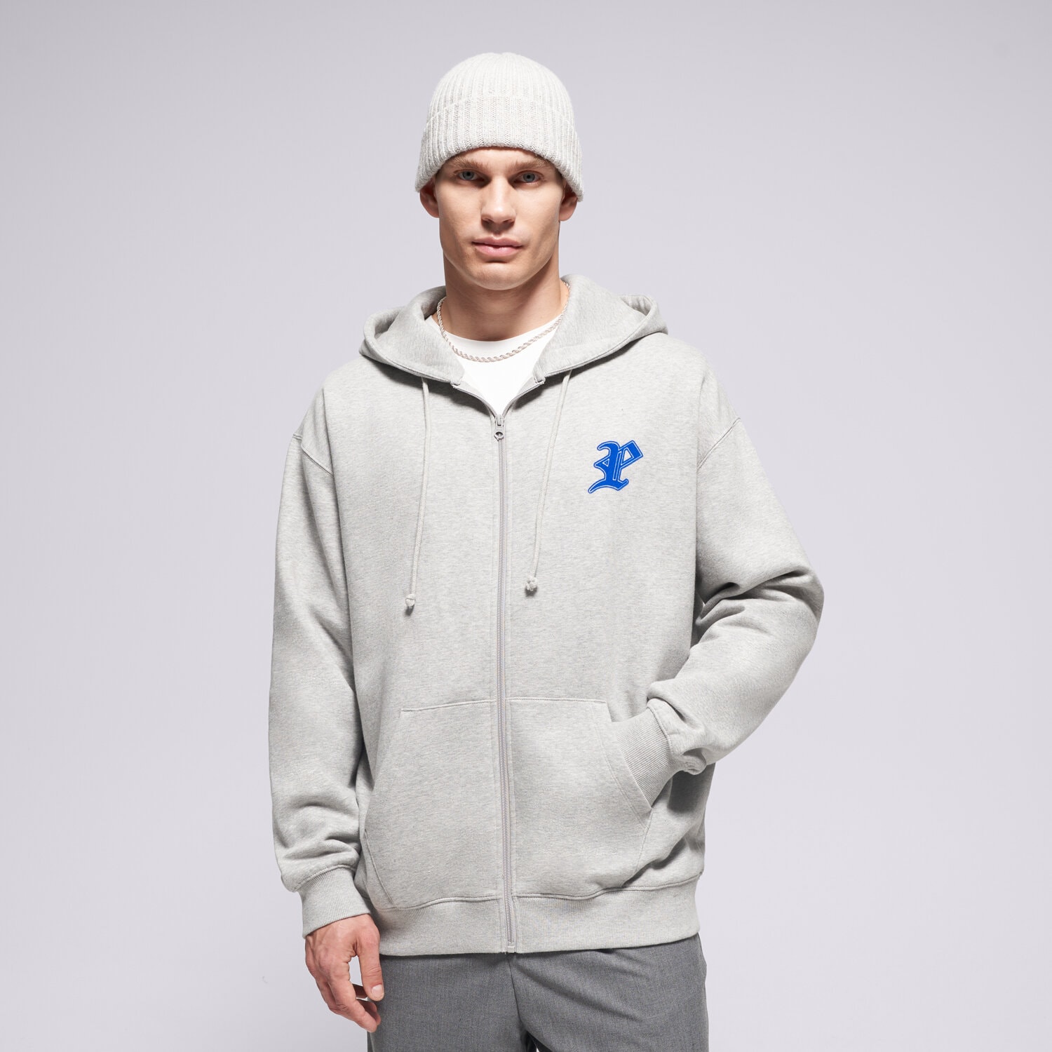 Bărbați bluză PROSTO BLUZĂ ZIP HOODIE GHOTIC P GRAY KL252MSWE2121 Gri