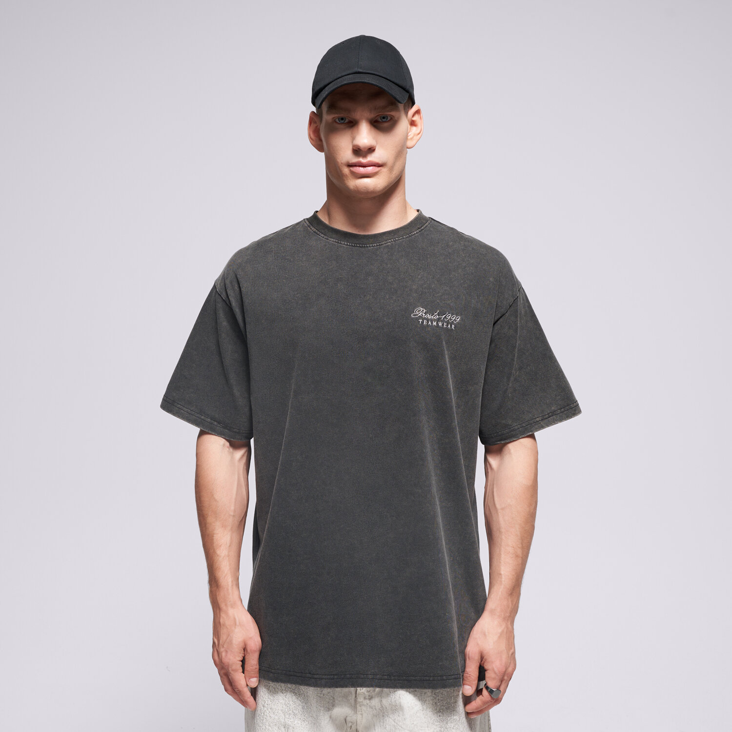 Bărbați tricou PROSTO TRICOU ATHLETIC WASHED BLACK KL252MTEE1121 Gri