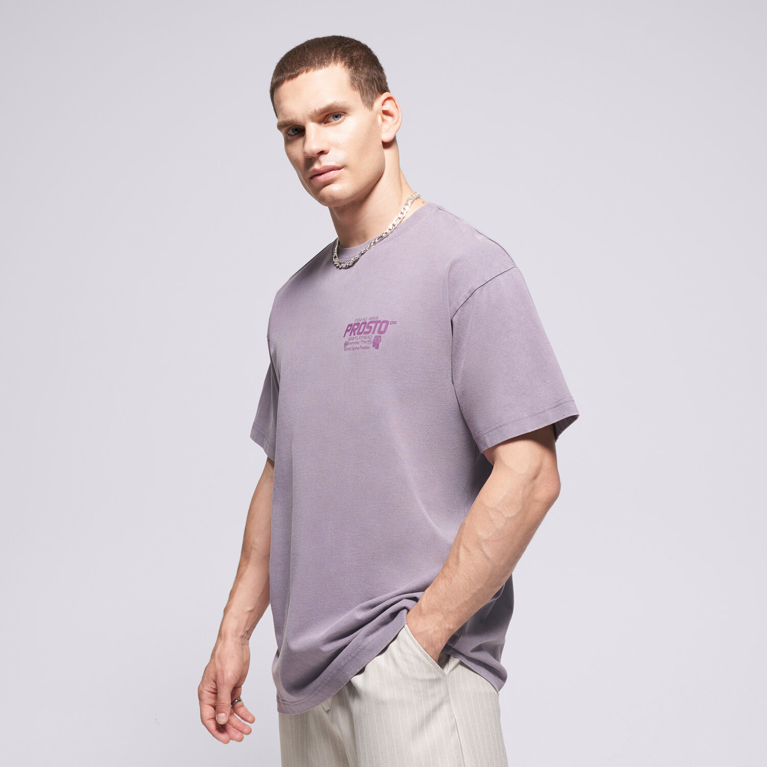 Bărbați tricou PROSTO TRICOU FLATHEAD WASHED LAVENDER KL252MTEE1071 Violet