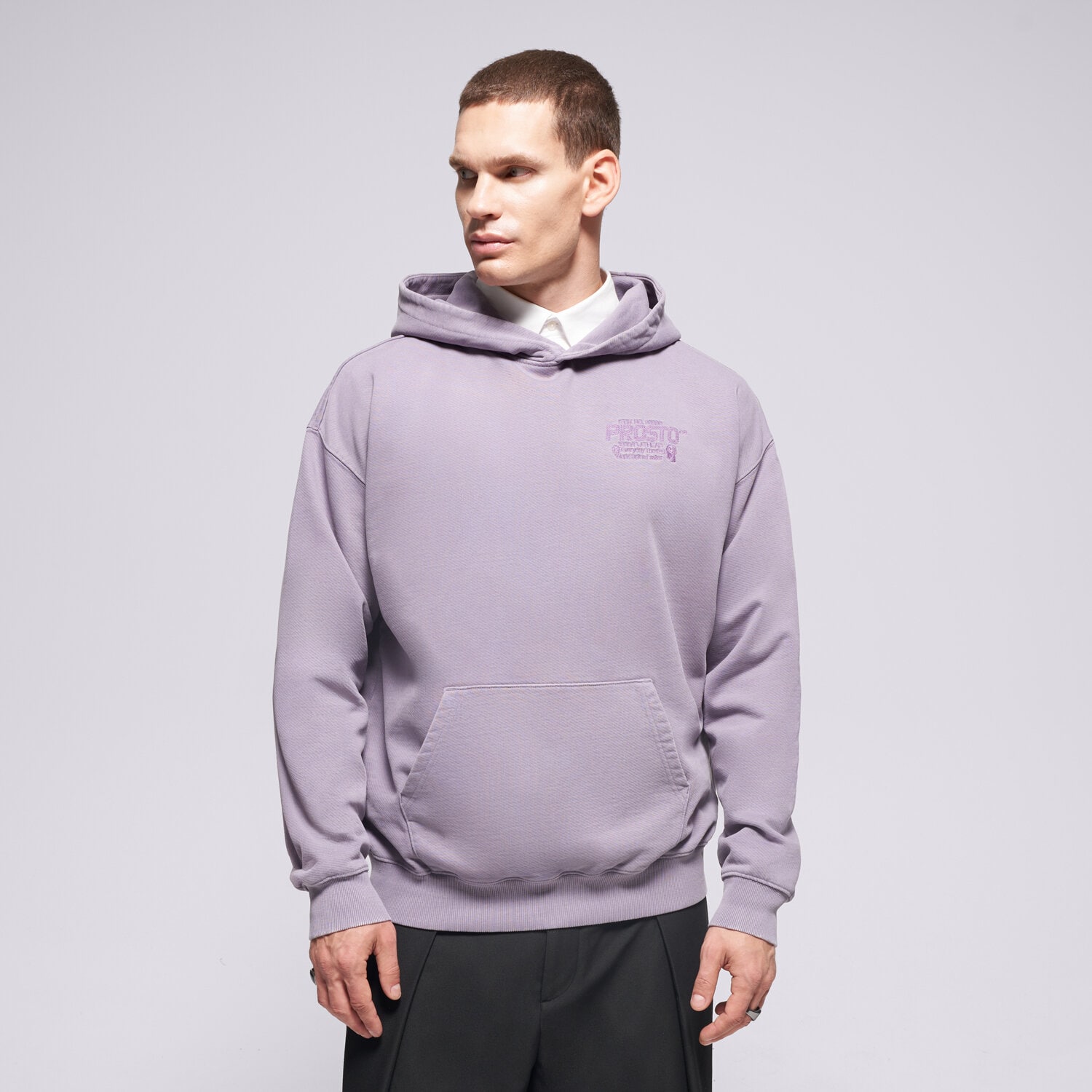 Bărbați bluză PROSTO BLUZĂ CU GLUGĂ HOODIE FLATHEAD WASHED LAVENDER KL252MSWE2041 Violet