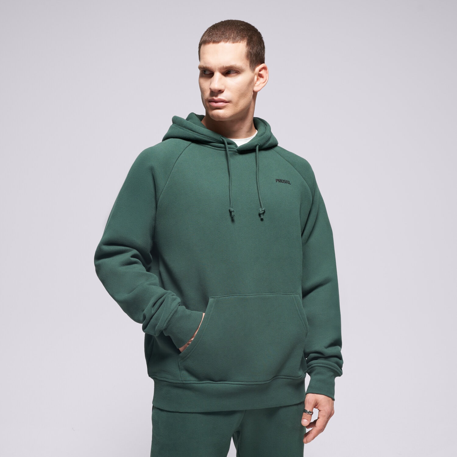 Bărbați bluză PROSTO BLUZĂ CU GLUGĂ HOODIE SKIZZLE WASHED GREEN KL252MSWE2182 Verde